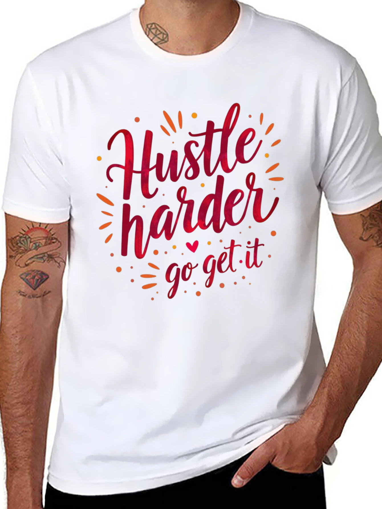 Hustle Harder Graphic Tee - Black Casual T-Shirt