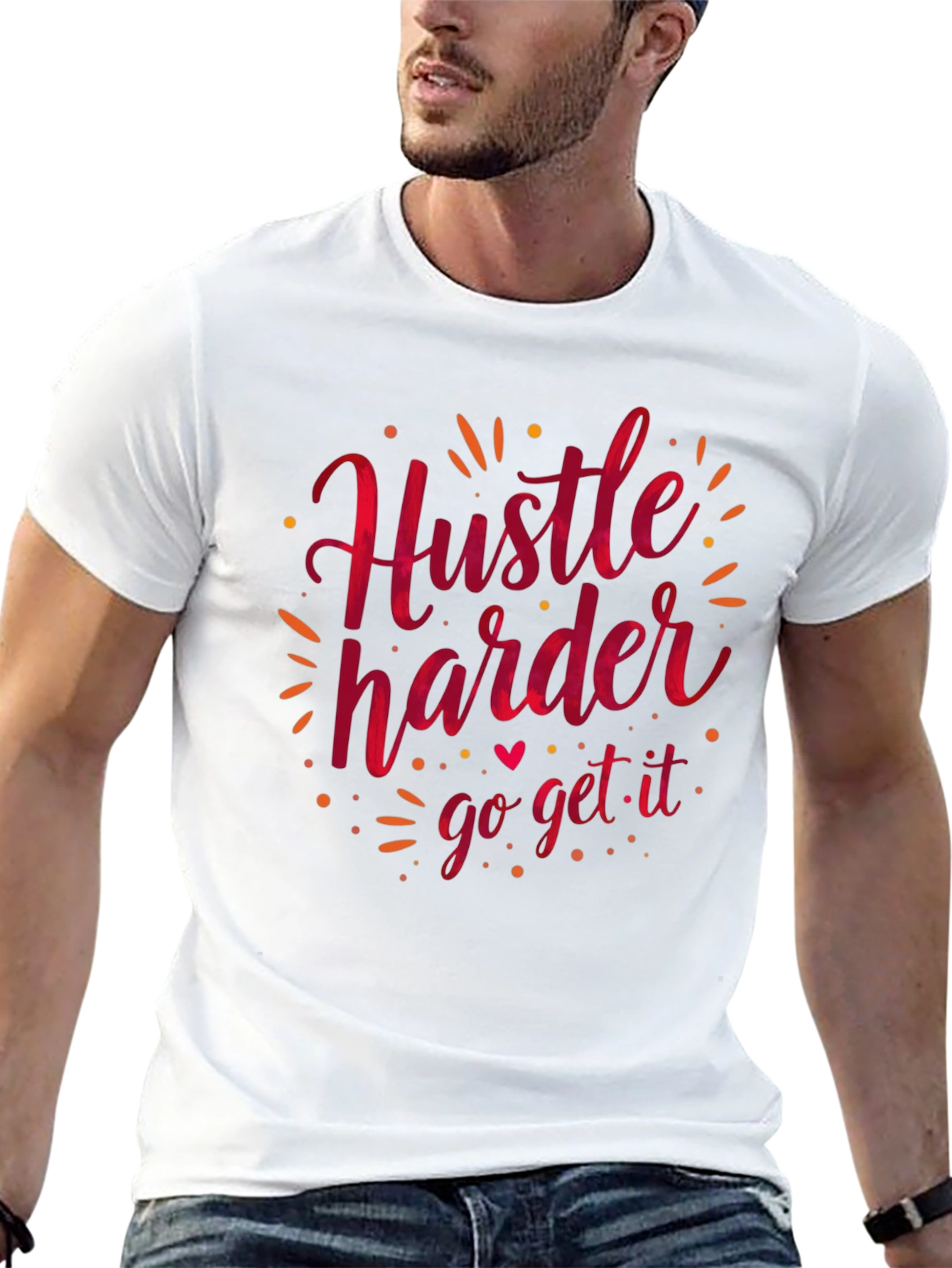 Hustle Harder Graphic Tee - Black Casual T-Shirt