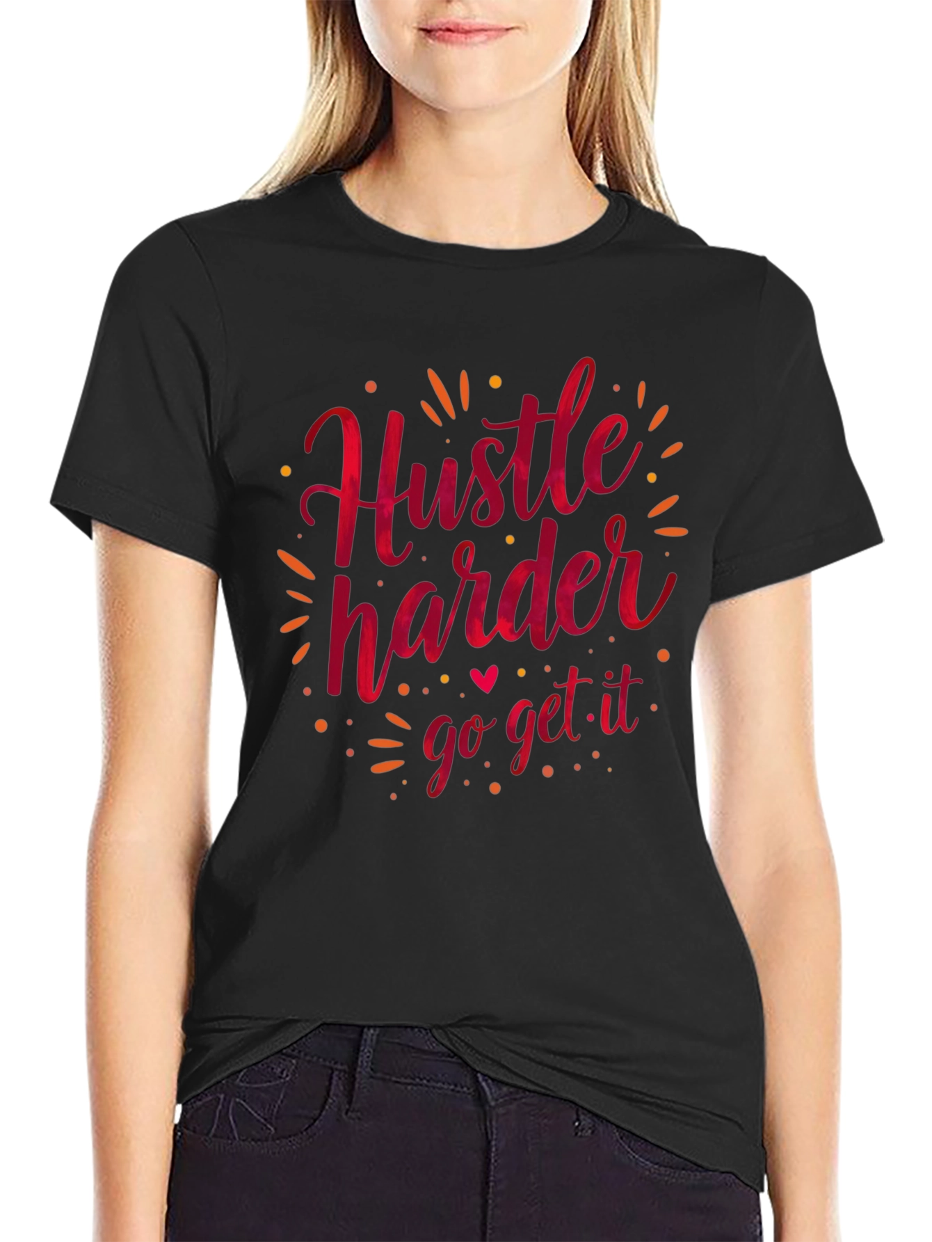 Hustle Harder Graphic Tee - Black Casual T-Shirt