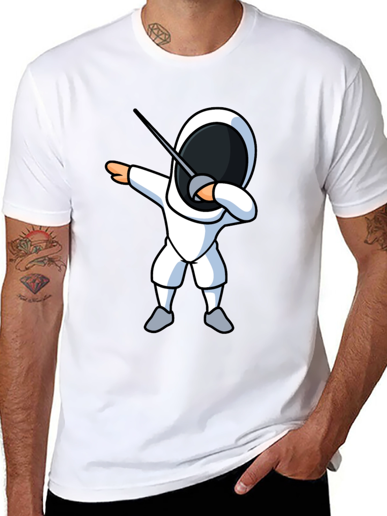 Fencing Dabbing T-Shirt - Black Graphic Tee