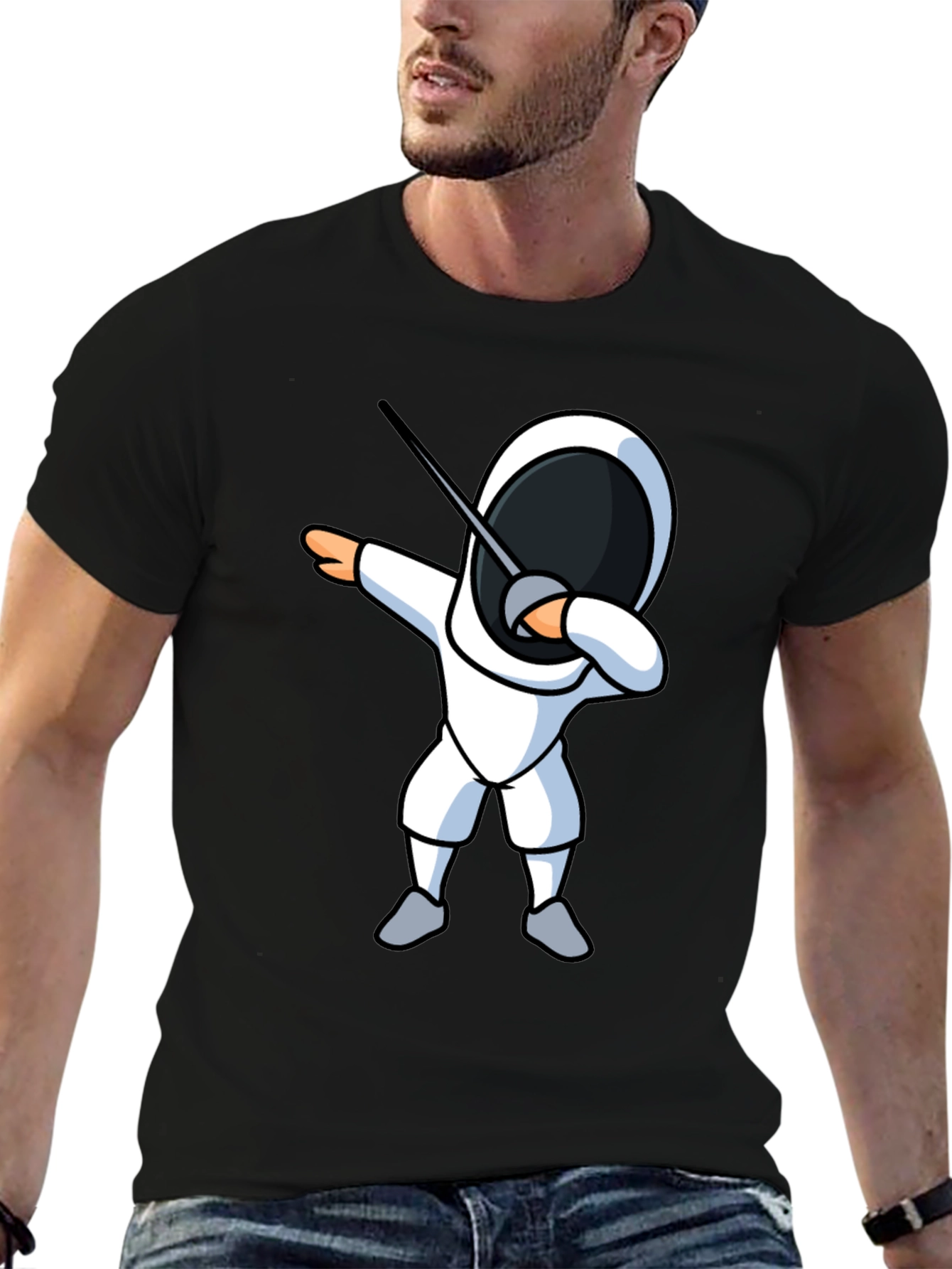 Fencing Dabbing T-Shirt - Black Graphic Tee
