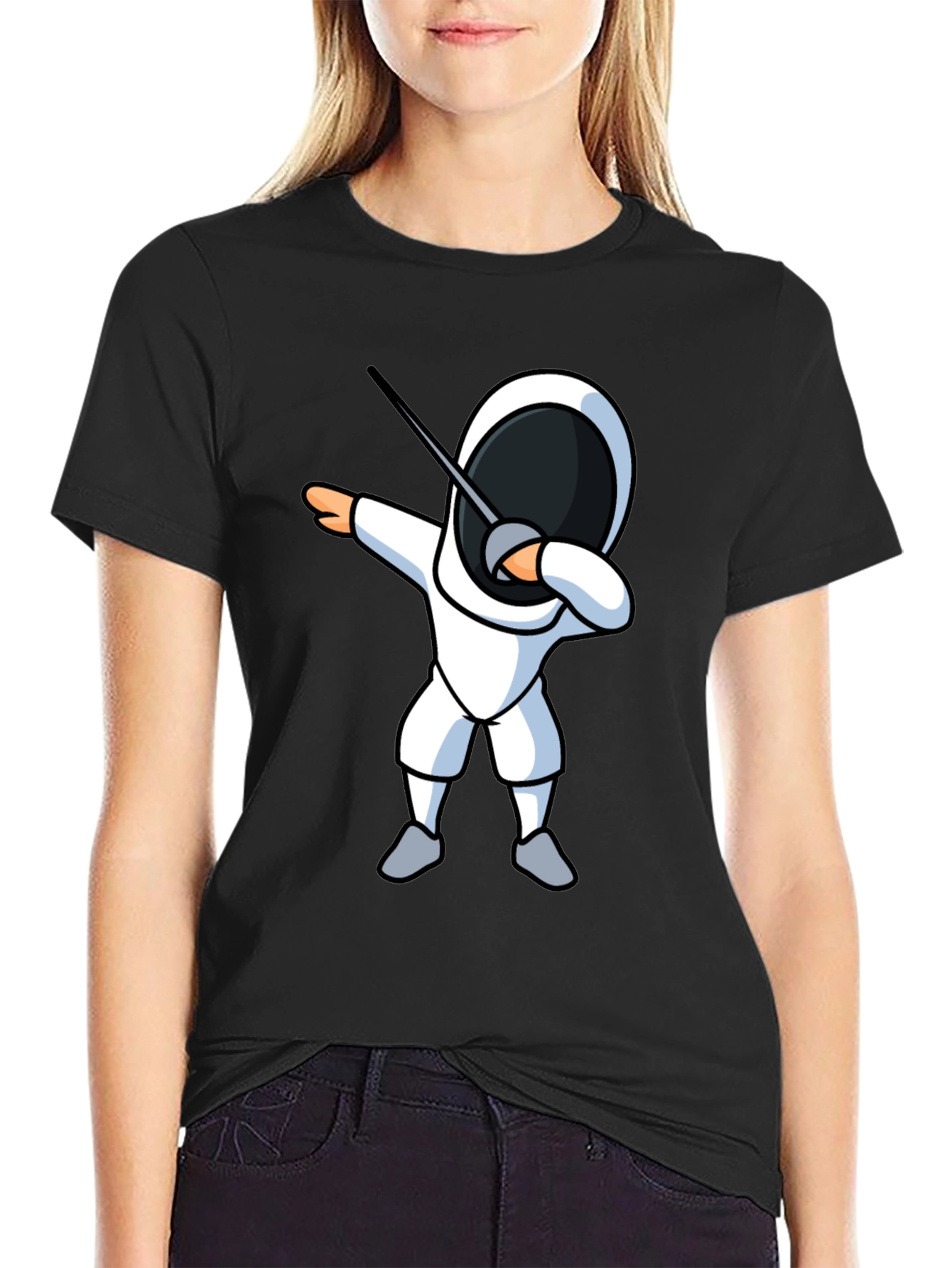 Fencing Dabbing T-Shirt - Black Graphic Tee