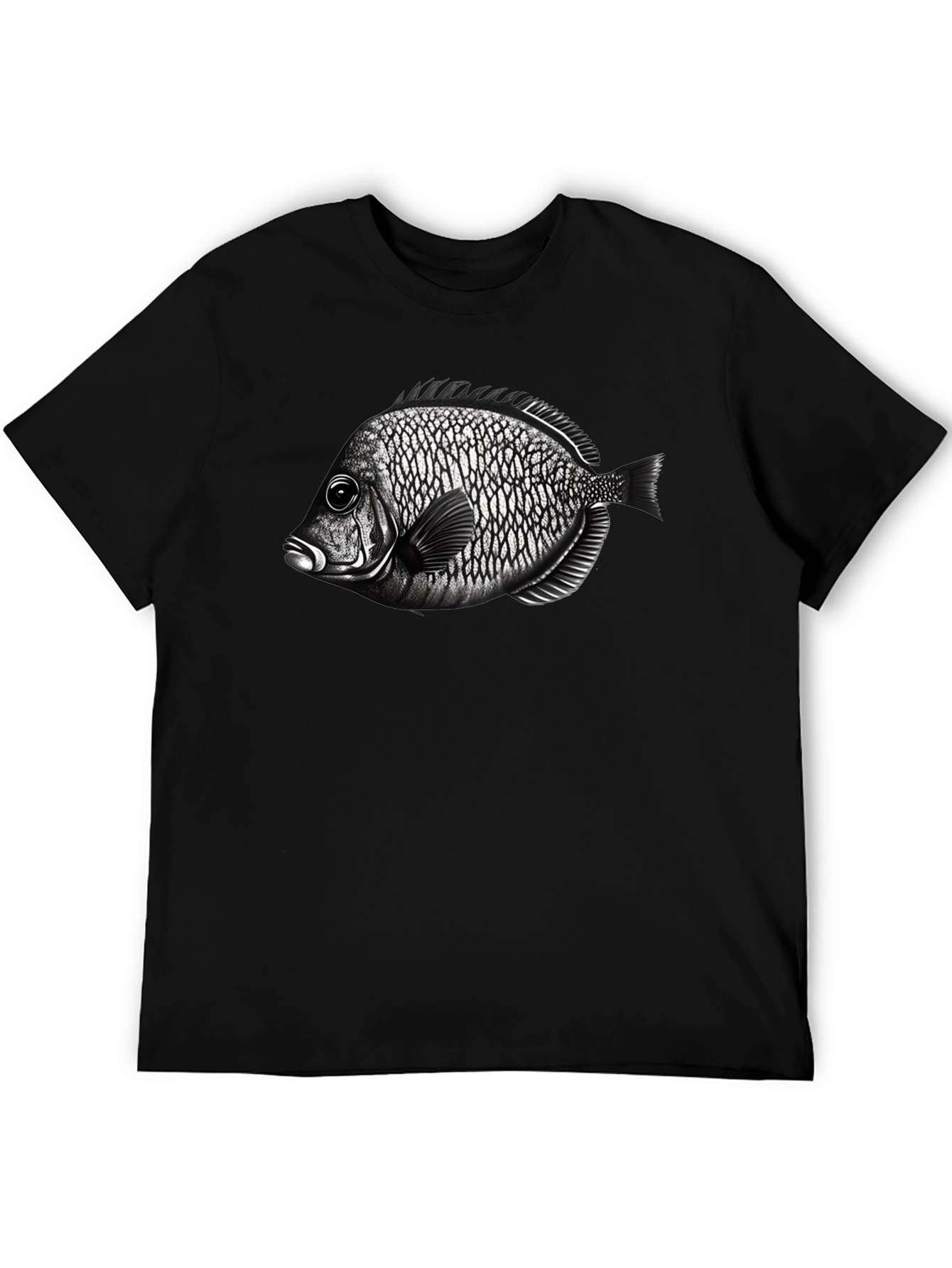 Black T-Shirt with Fish Graphic
