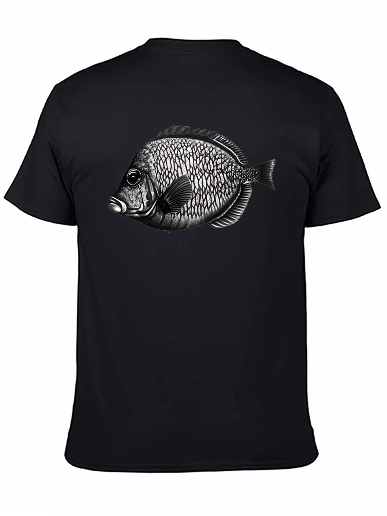 Black T-Shirt with Fish Graphic