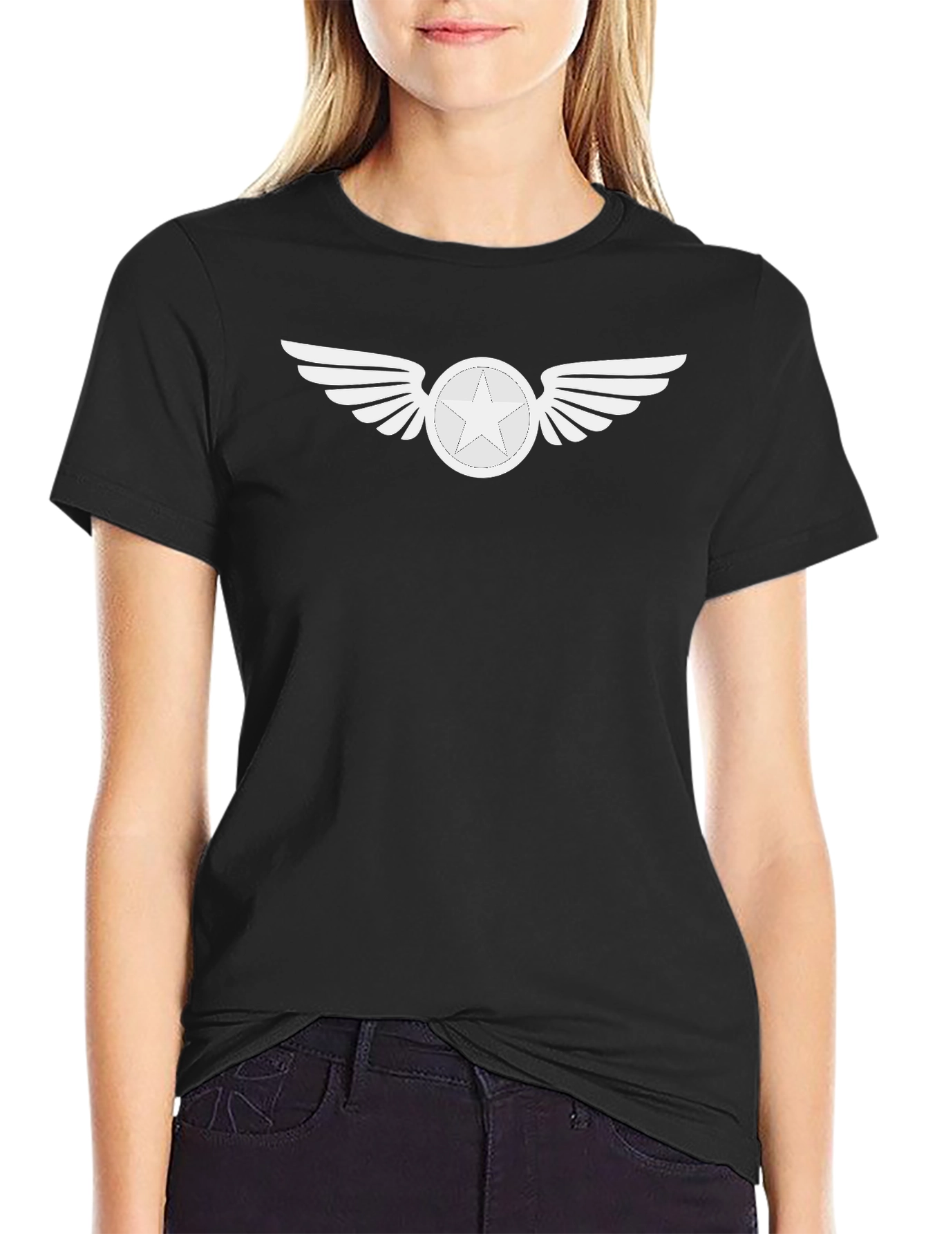 Winged Star Graphic Tee - Black