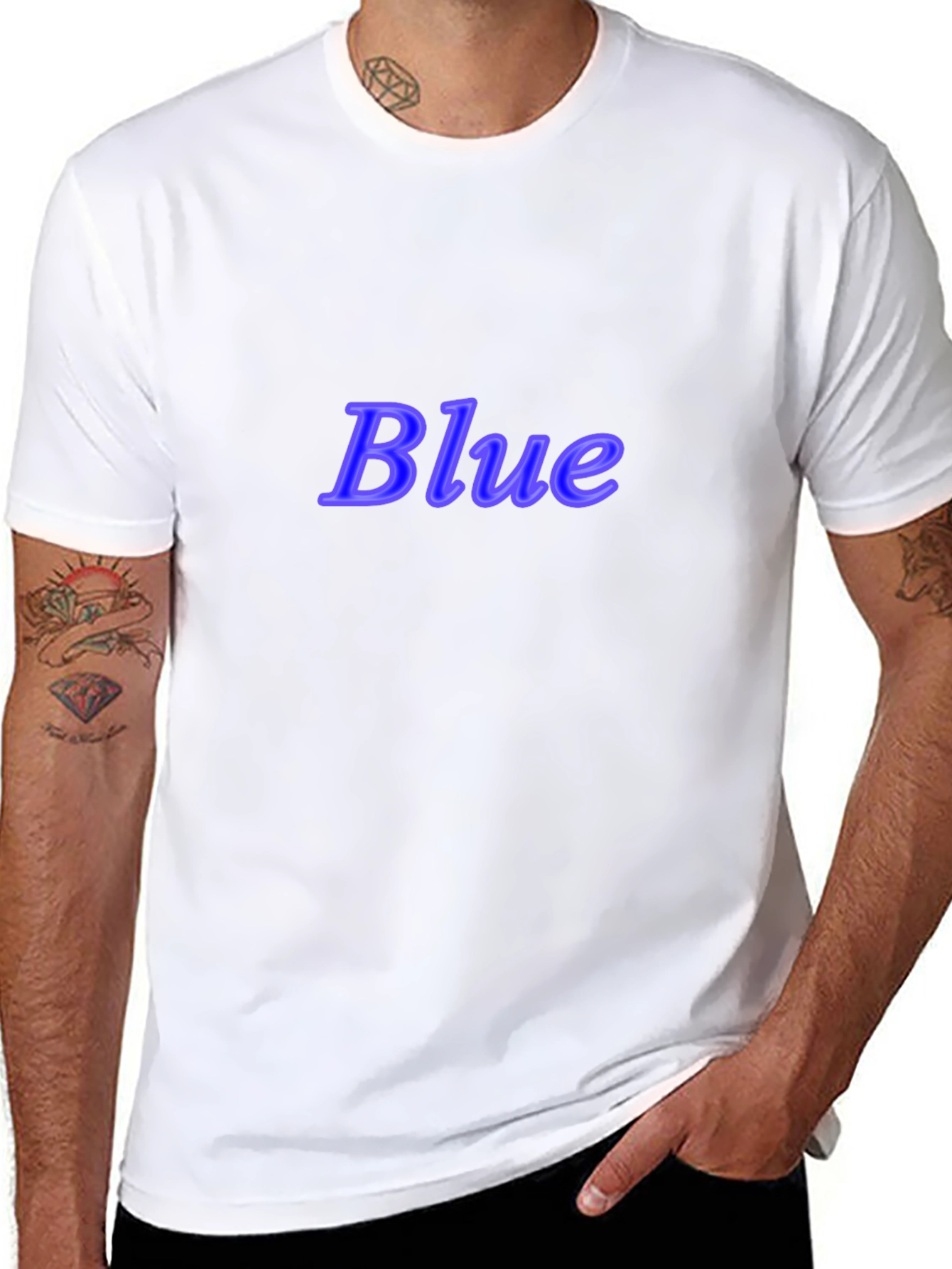 Stylish Black T-Shirt with Blue Text