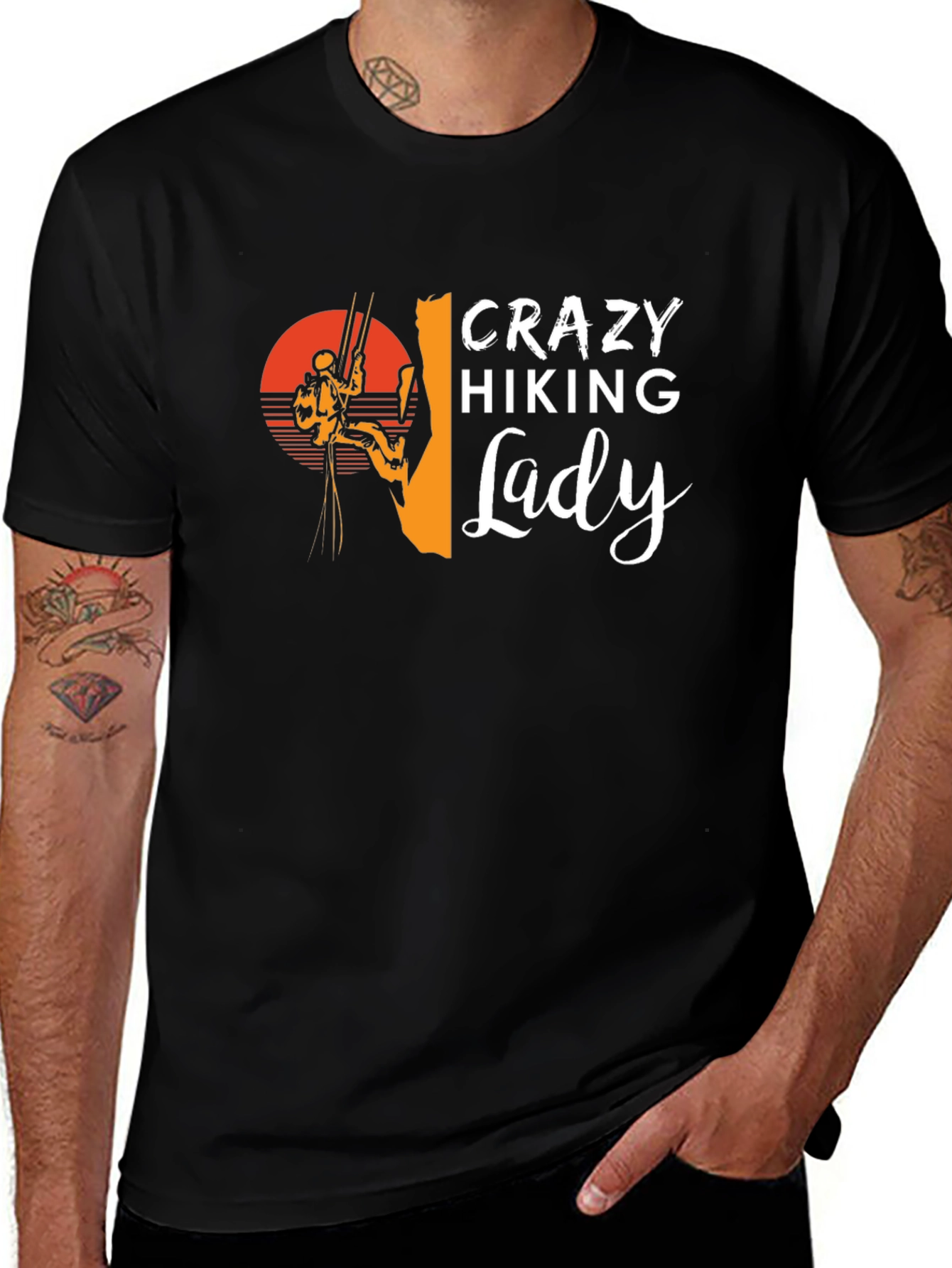 Crazy Hiking Lady Graphic T-Shirt