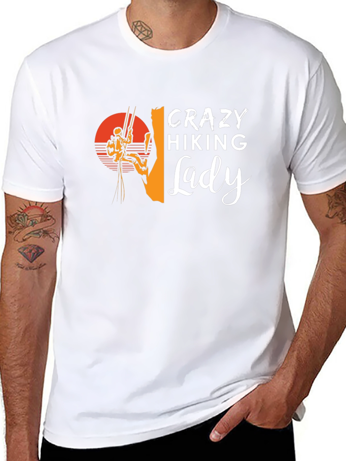 Crazy Hiking Lady Graphic T-Shirt