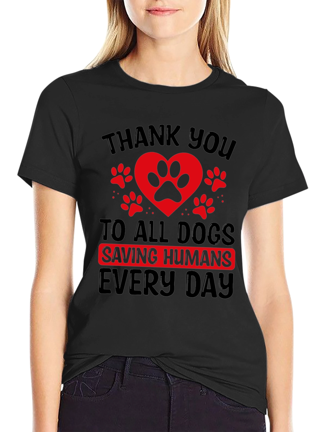 Thank You Dogs Black Tee