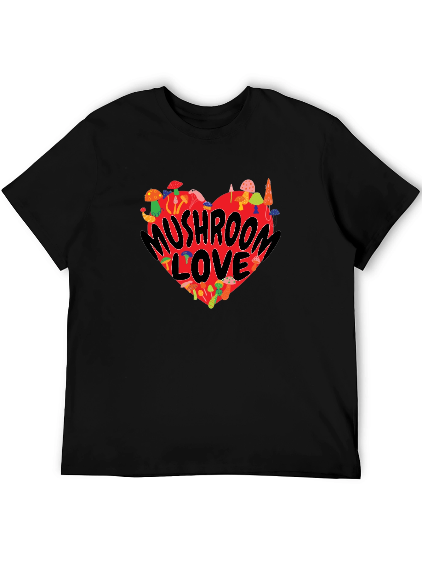Mushroom Love Heart Graphic T-Shirt