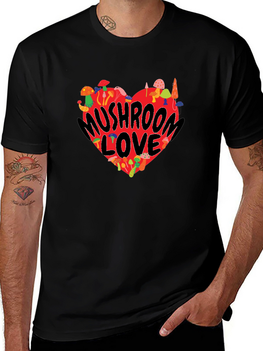 Mushroom Love Heart Graphic T-Shirt
