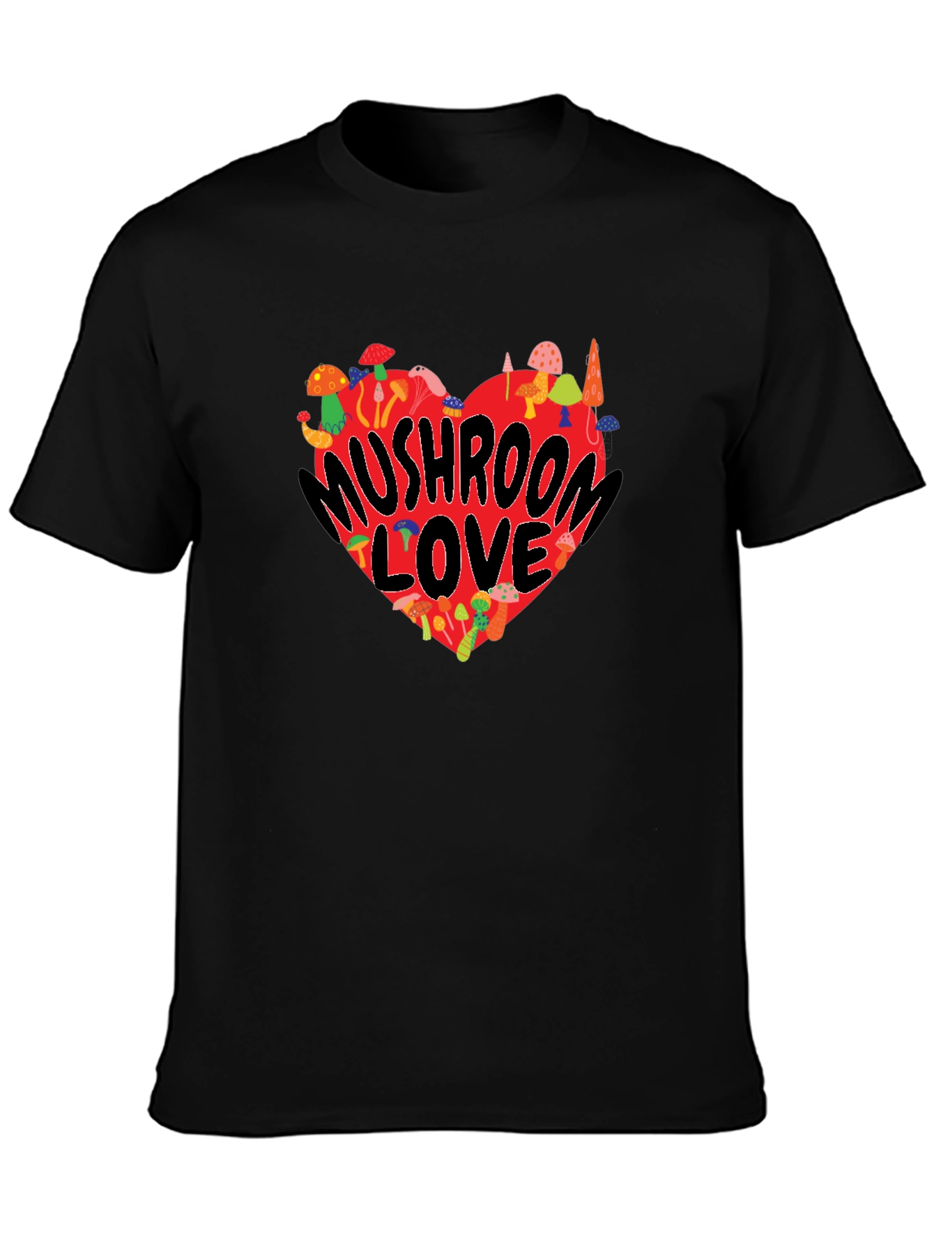 Mushroom Love Heart Graphic T-Shirt