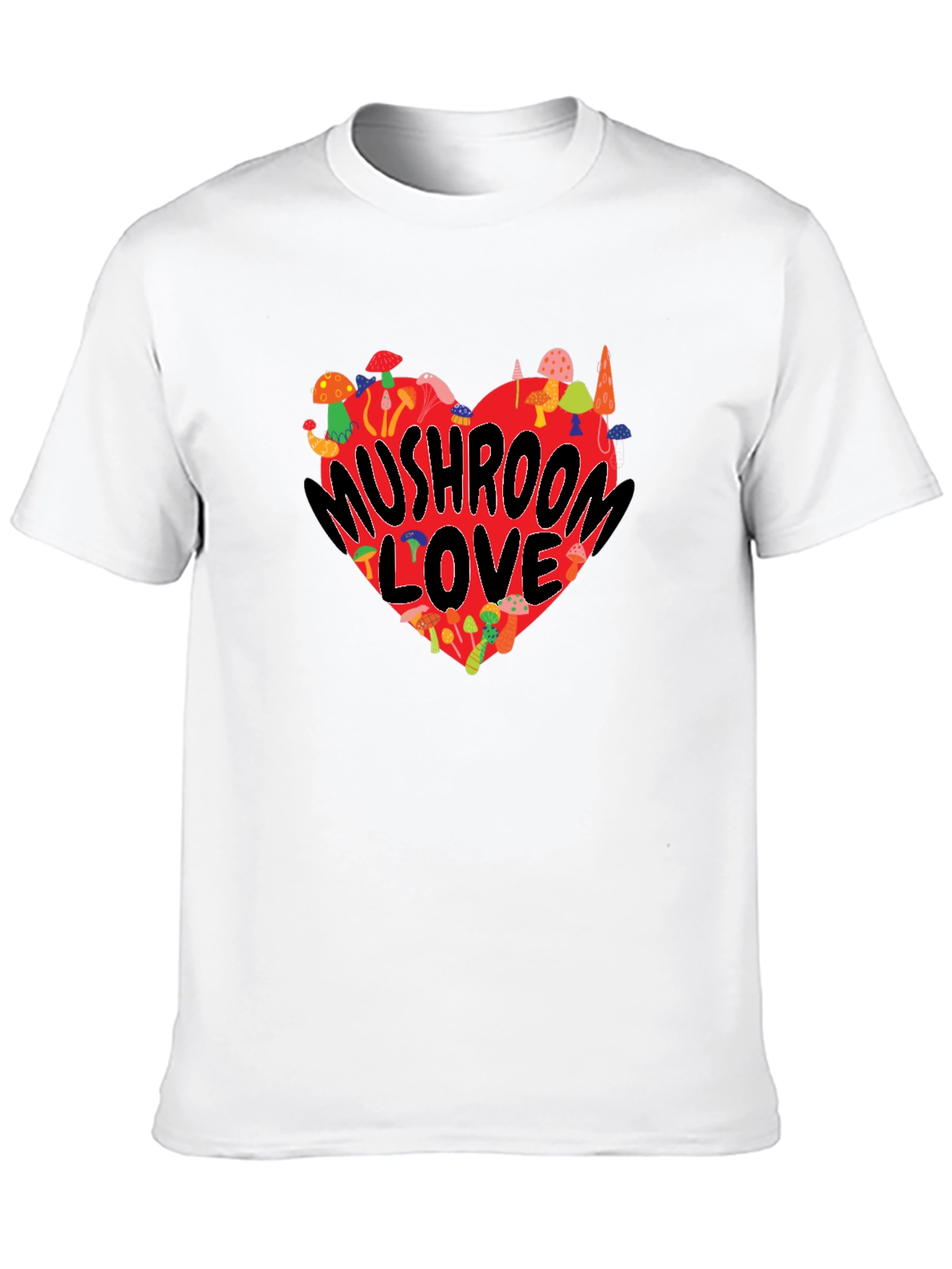 Mushroom Love Heart Graphic T-Shirt