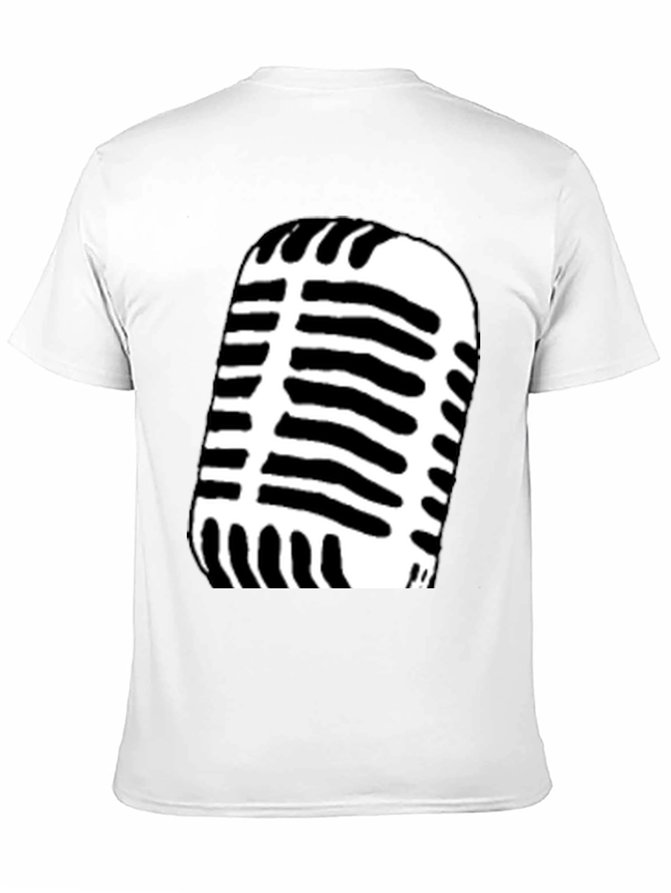 Retro Microphone Graphic Tee - Black Cotton Blend