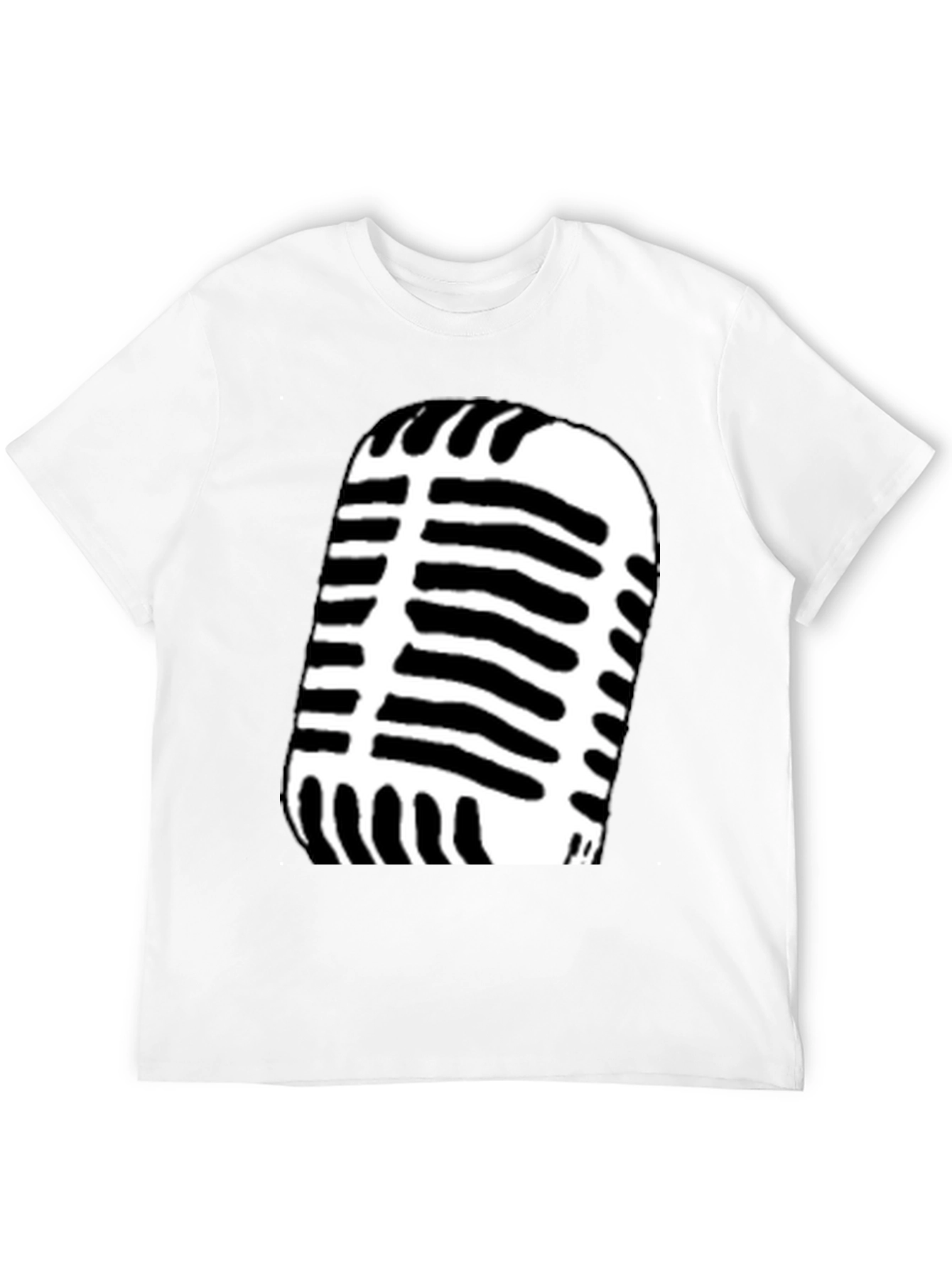 Retro Microphone Graphic Tee - Black Cotton Blend