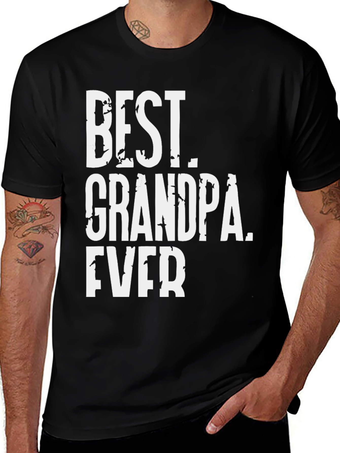 Best Grandpa Ever Black Graphic T-Shirt