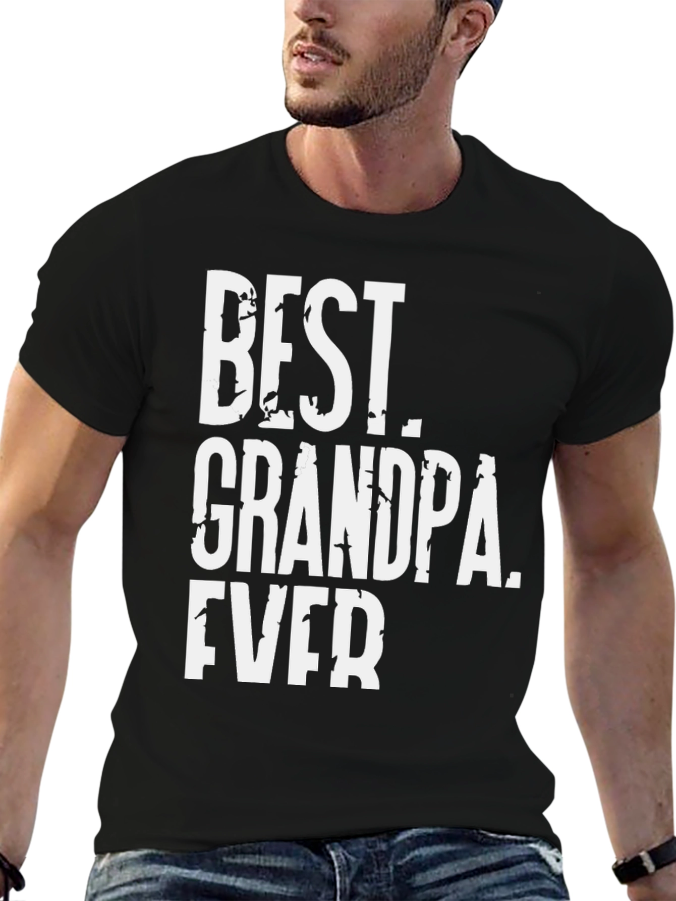 Best Grandpa Ever Black Graphic T-Shirt
