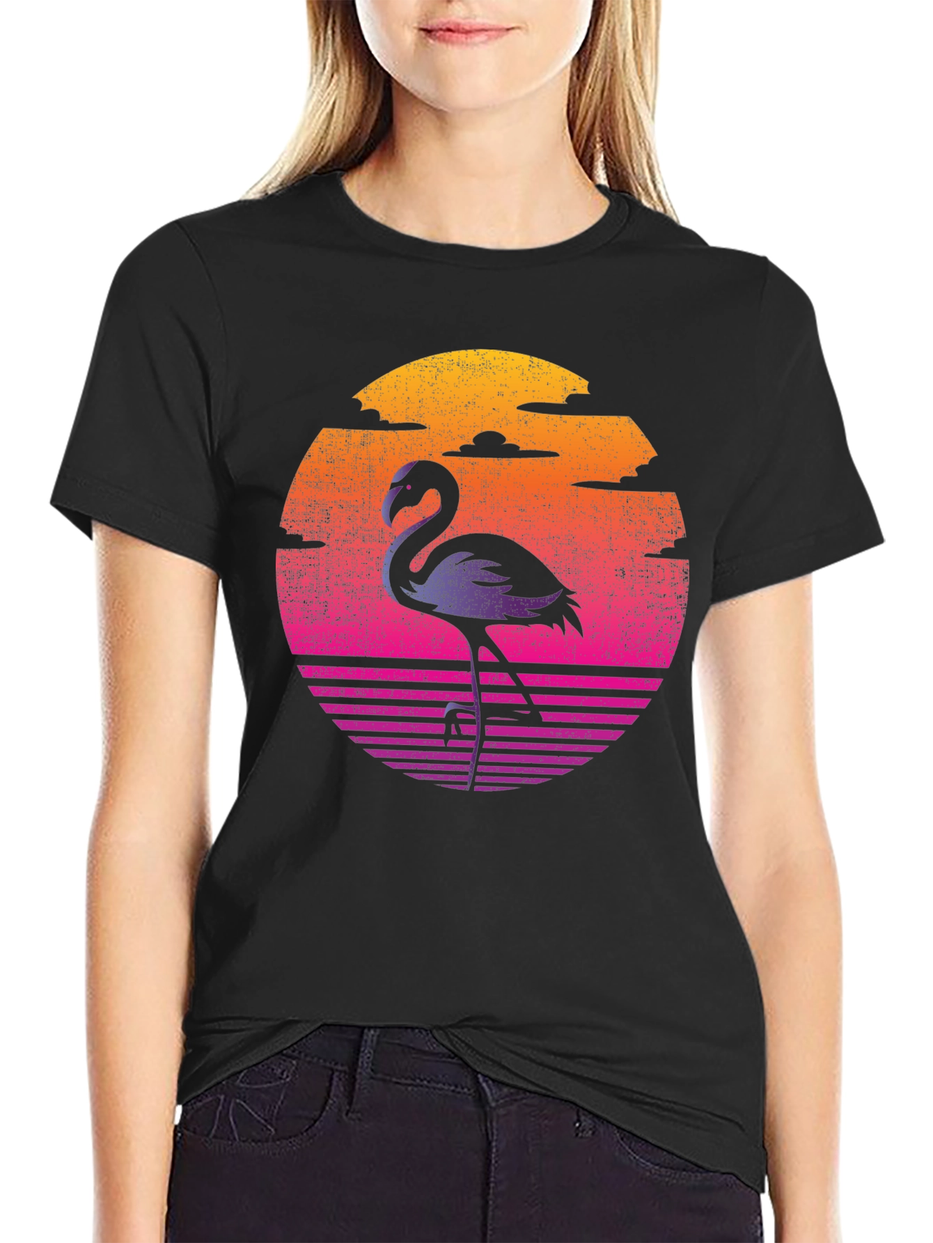 Retro Flamingo Sunset Graphic Tee