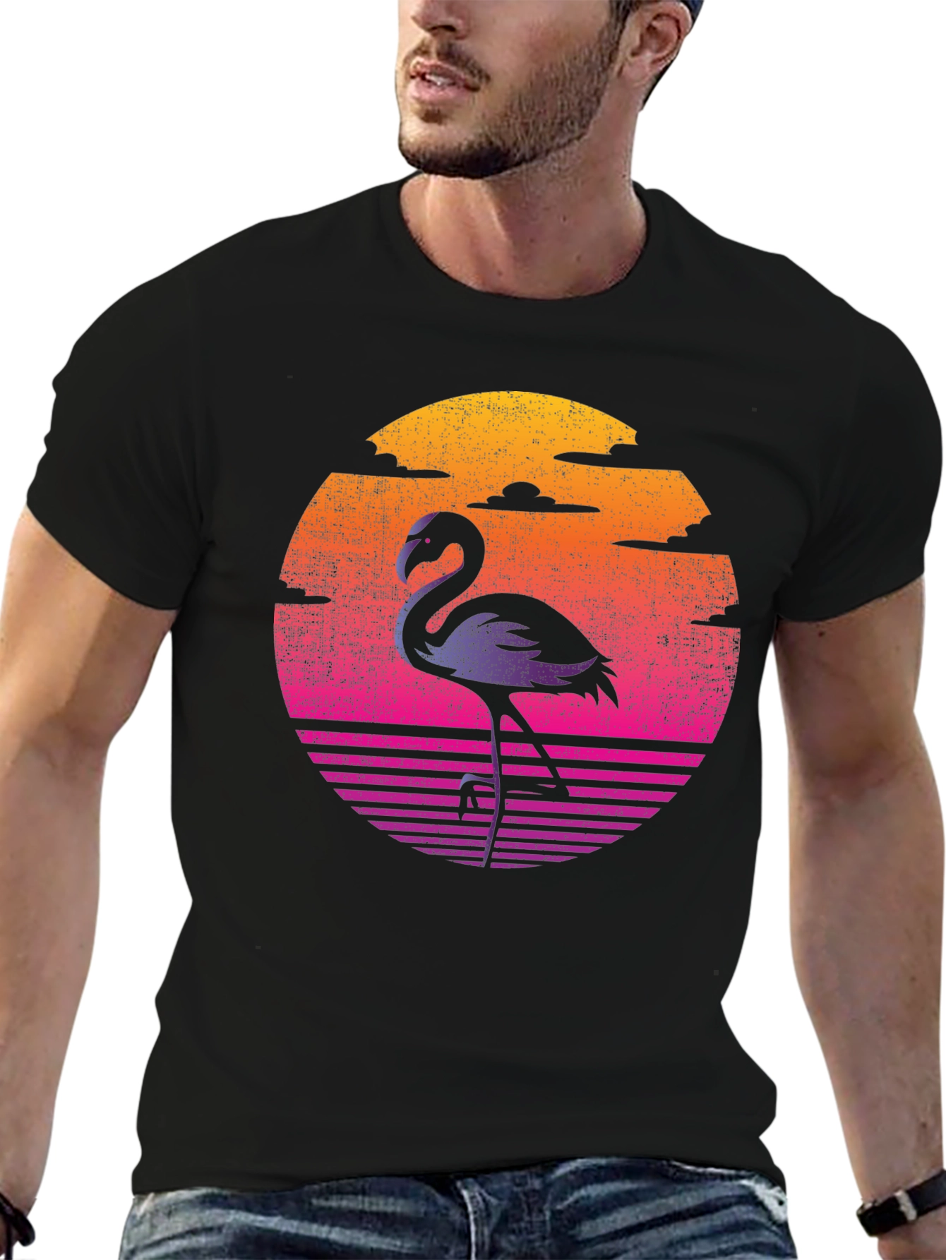 Retro Flamingo Sunset Graphic Tee