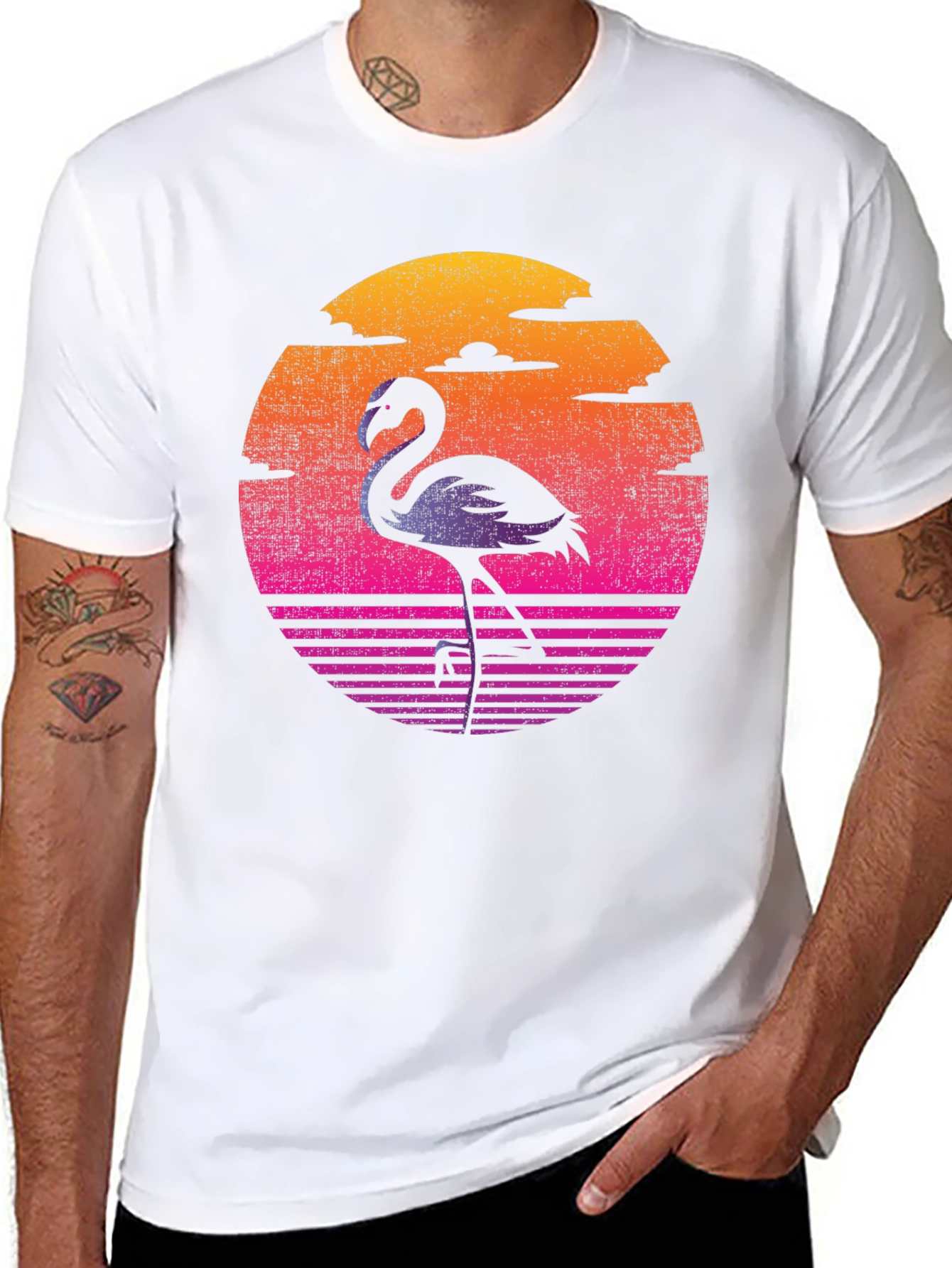 Retro Flamingo Sunset Graphic Tee