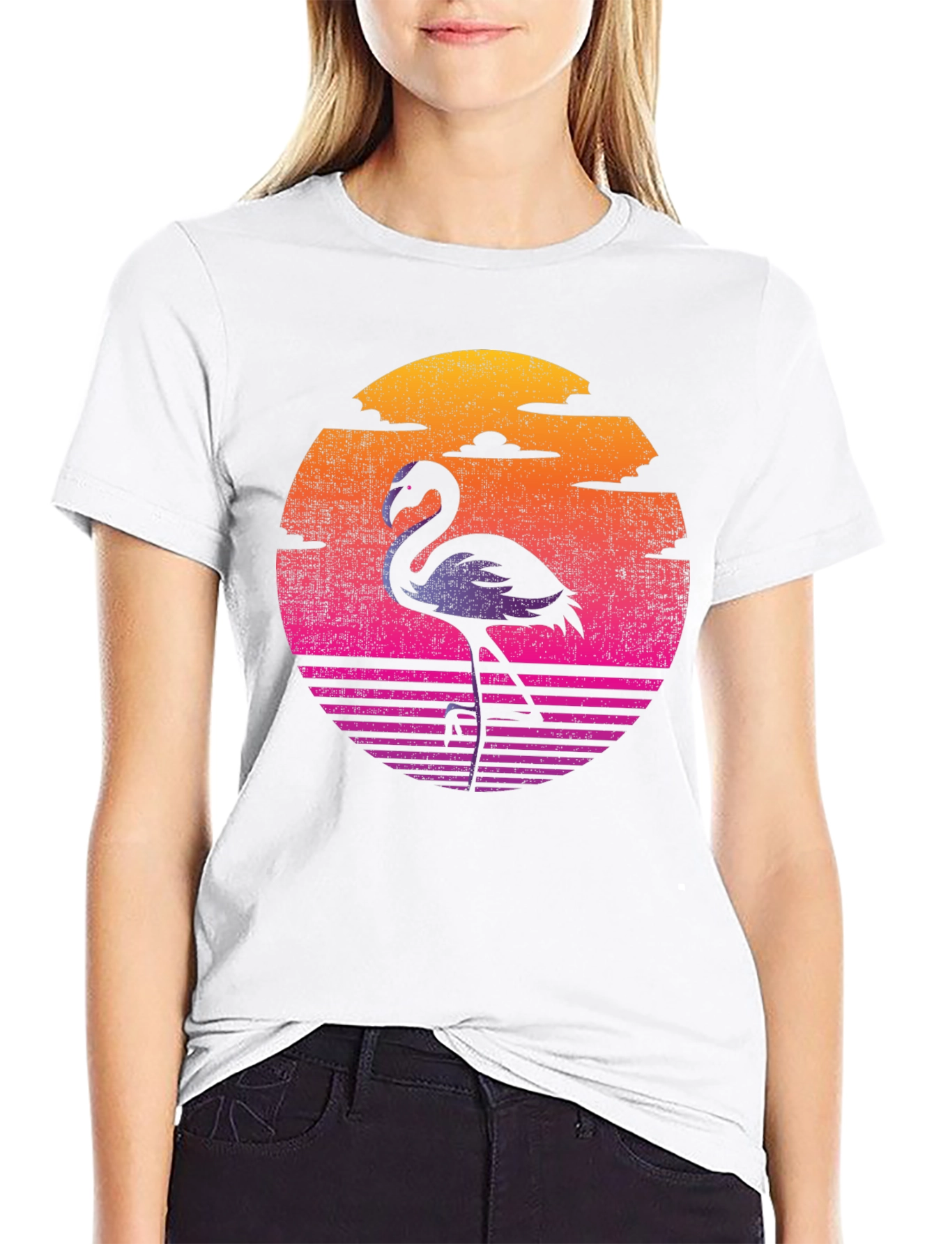 Retro Flamingo Sunset Graphic Tee