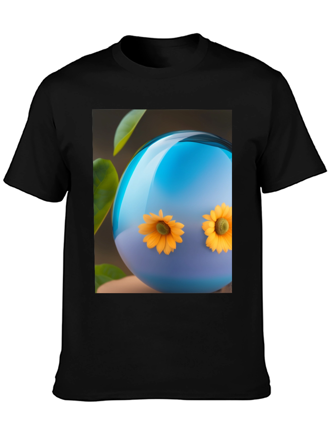 Sunflower Orb Black T-Shirt - Unique Graphic Tee