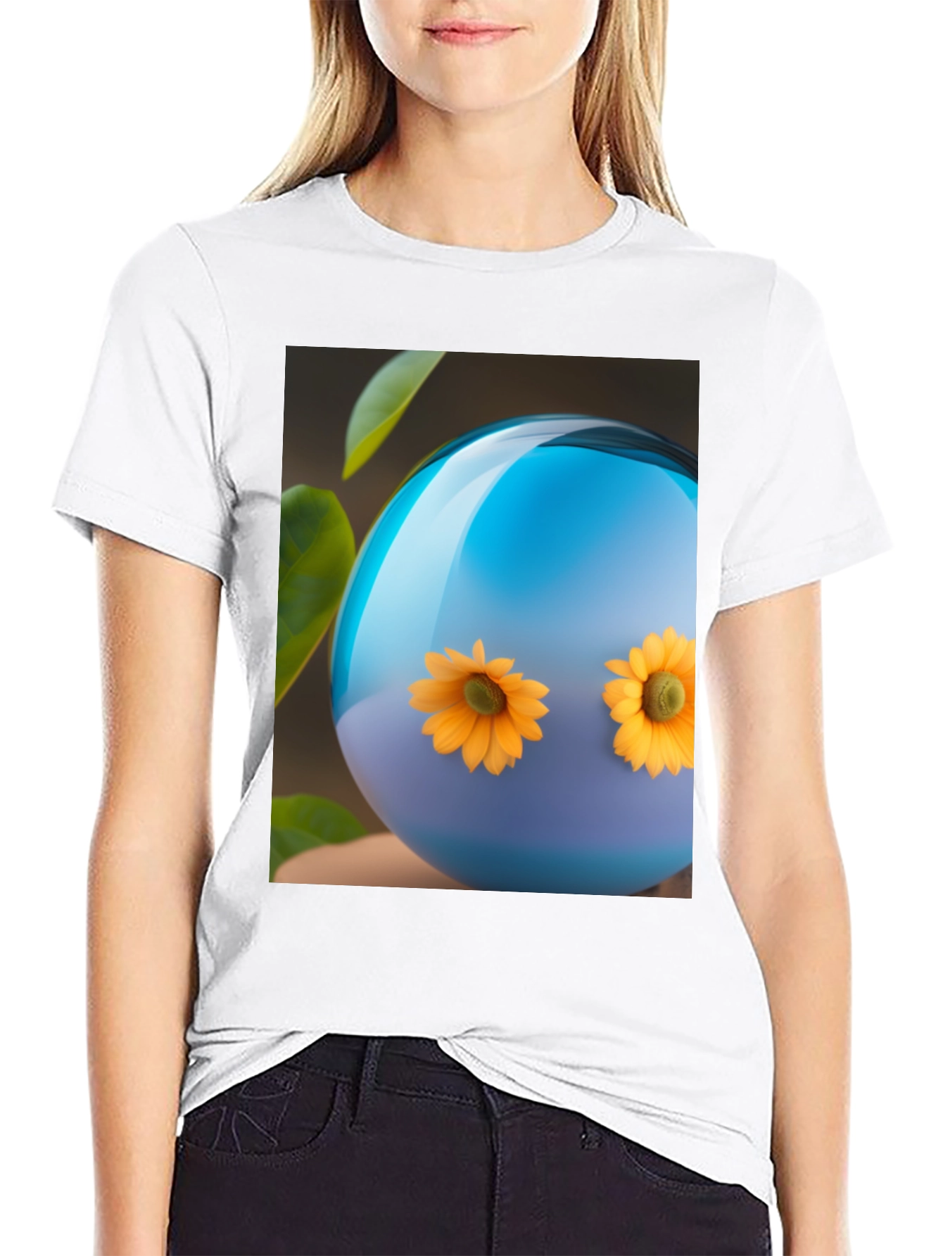 Sunflower Orb Black T-Shirt - Unique Graphic Tee