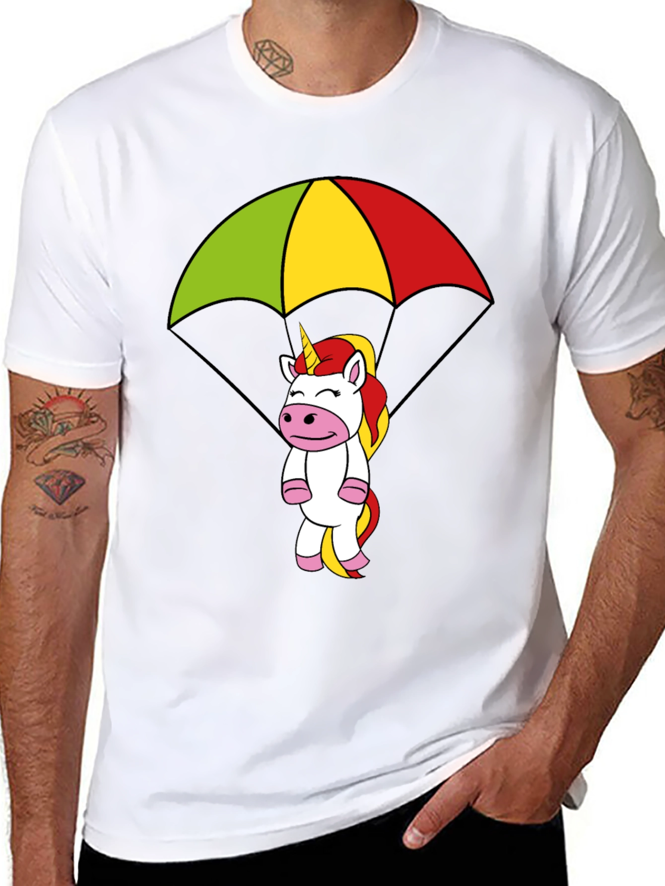 Unicorn Parachute Graphic T-Shirt