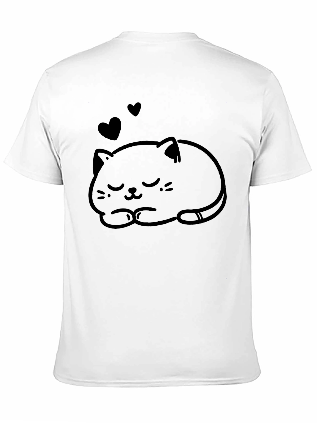 Cute Cat Nap Graphic Tee - Soft Black T-Shirt
