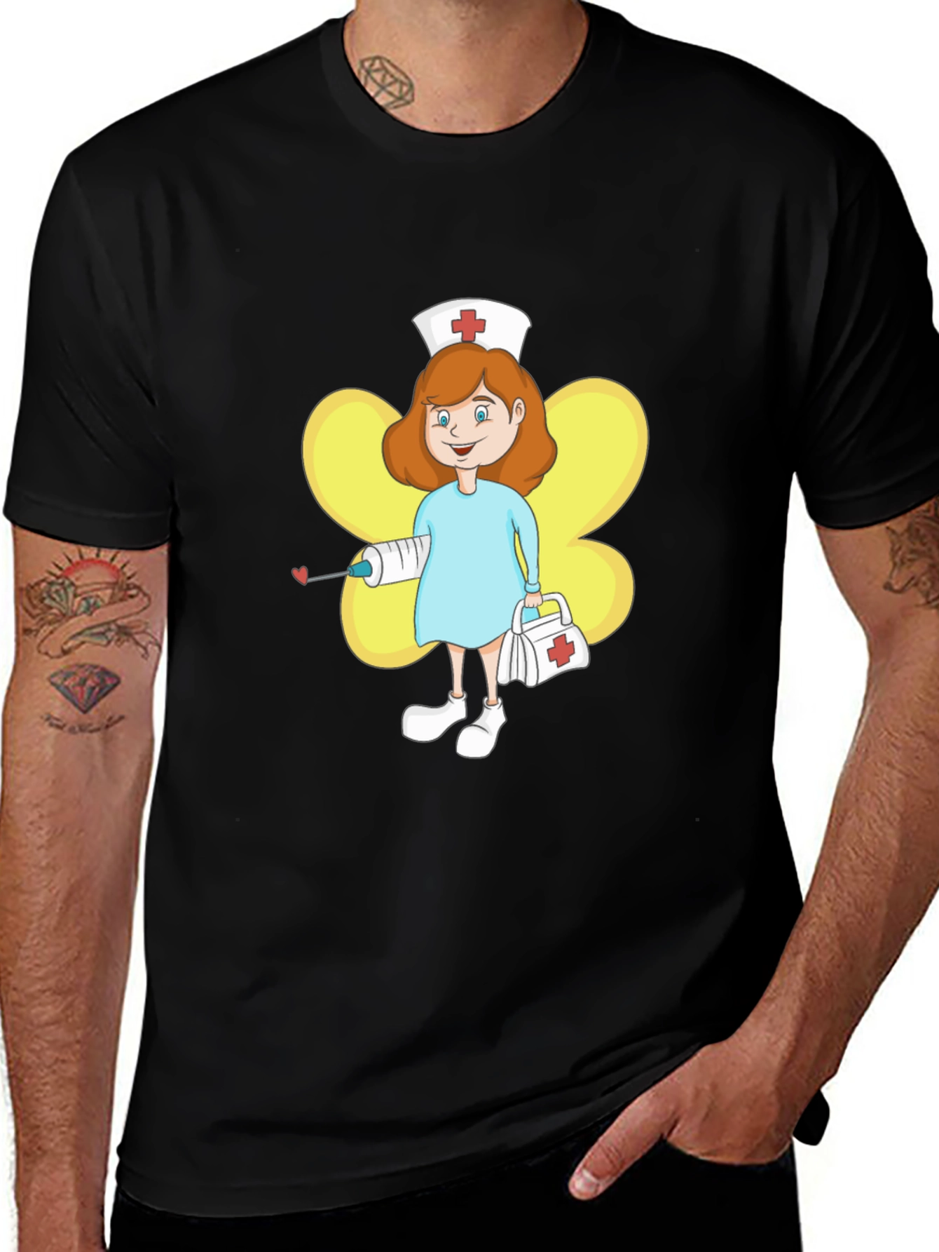 Cartoon Nurse Graphic T-Shirt