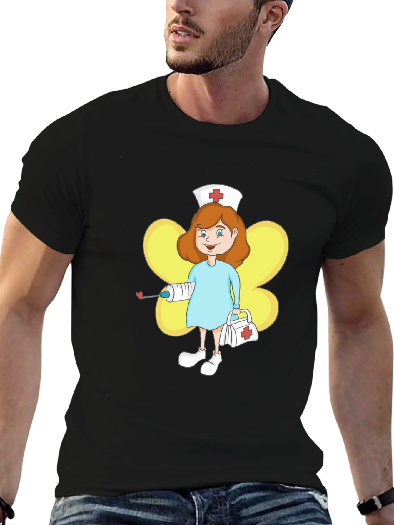 Cartoon Nurse Graphic T-Shirt