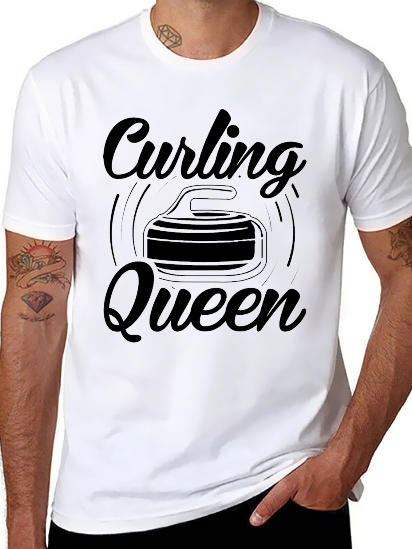 Curling Queen T-Shirt - Black Graphic Tee