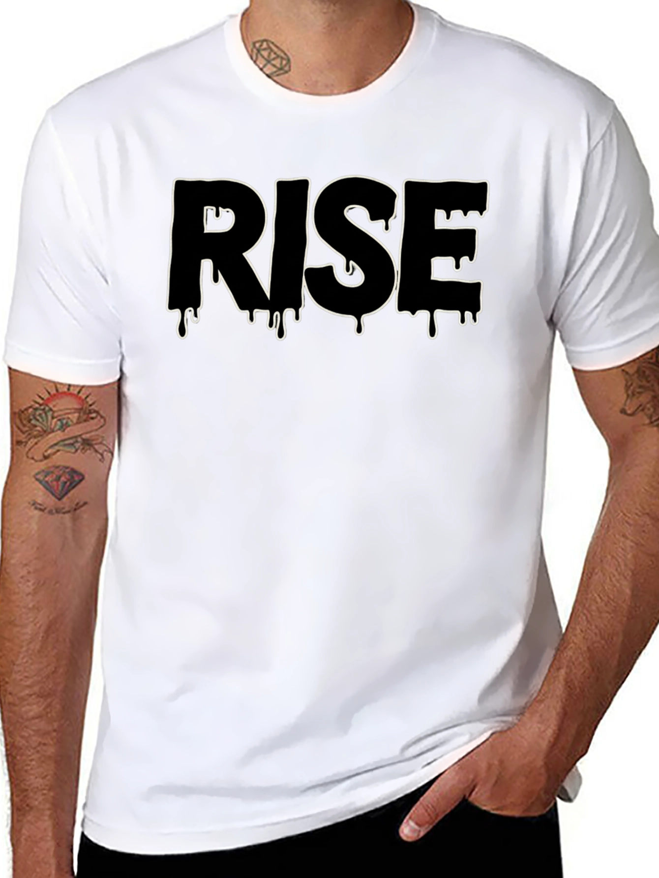 Rise Black Graphic Tee - Dripping Letter Design