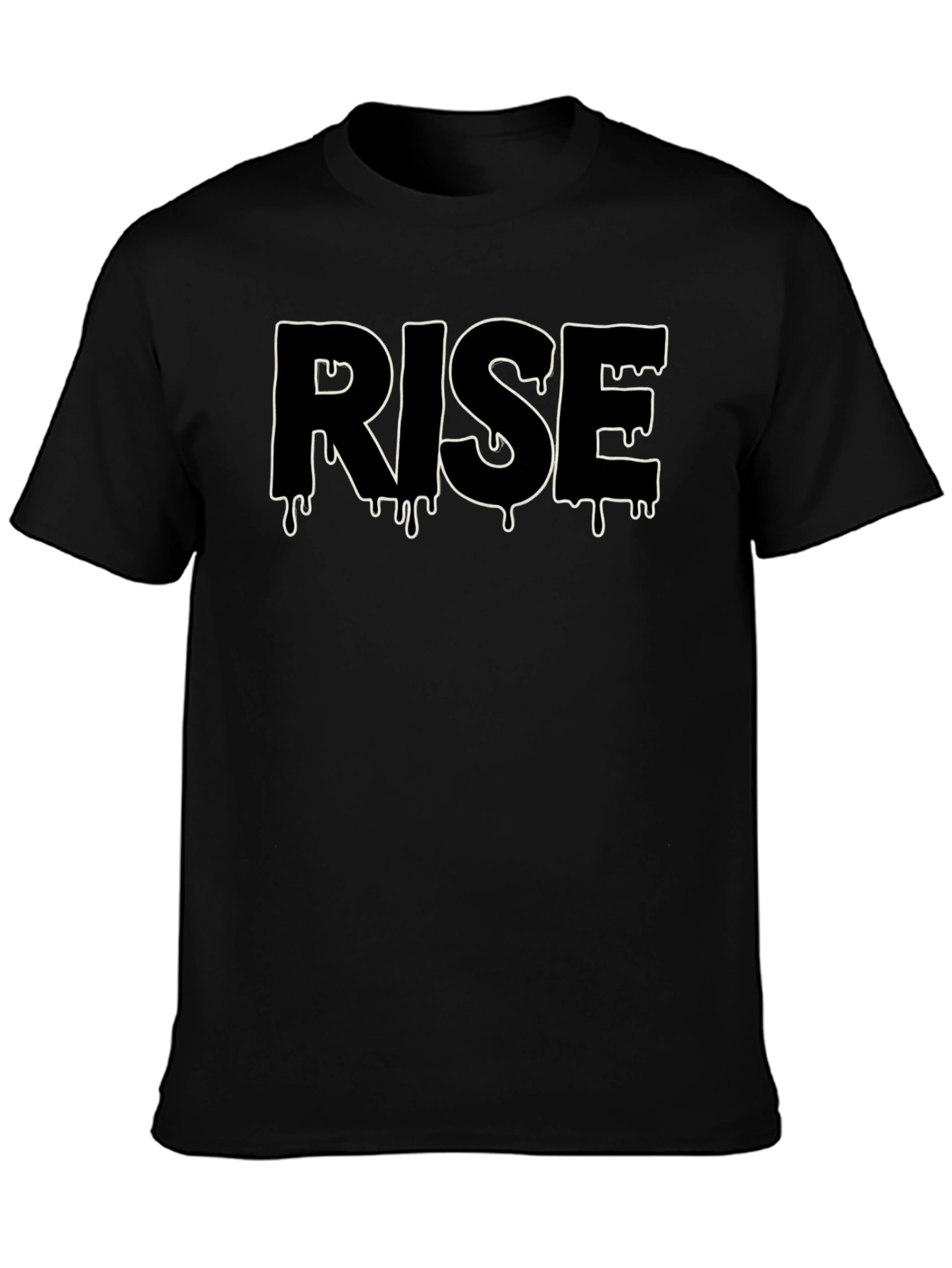 Rise Black Graphic Tee - Dripping Letter Design