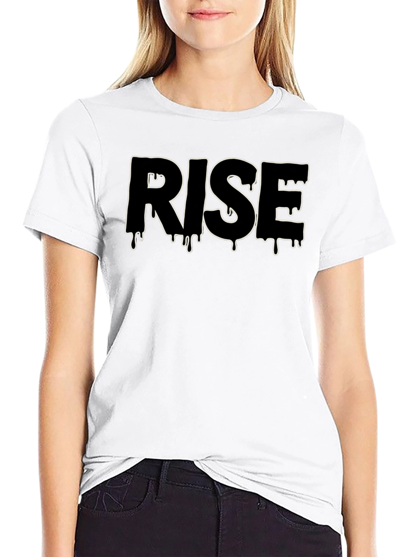 Rise Black Graphic Tee - Dripping Letter Design