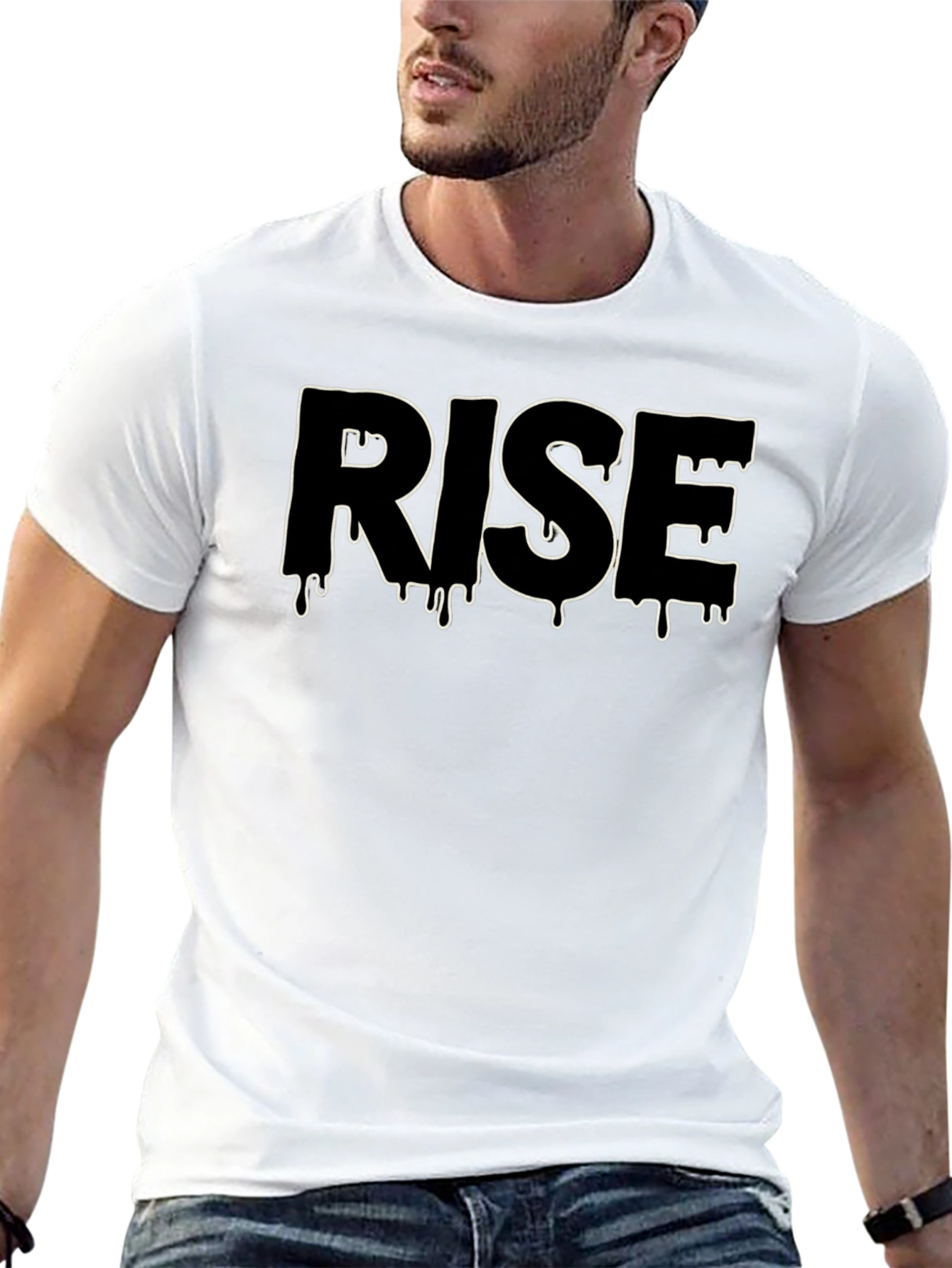 Rise Black Graphic Tee - Dripping Letter Design