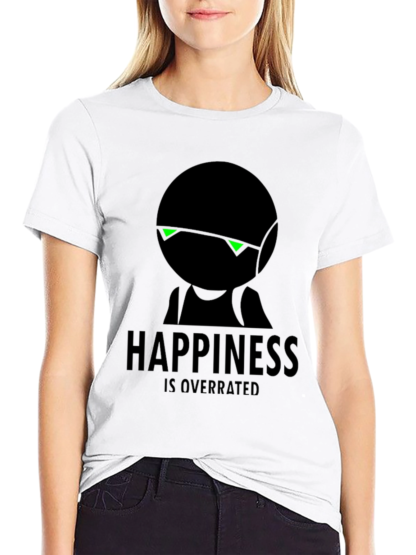 Happiness Is Overrated Graphic Black T-Shirt
