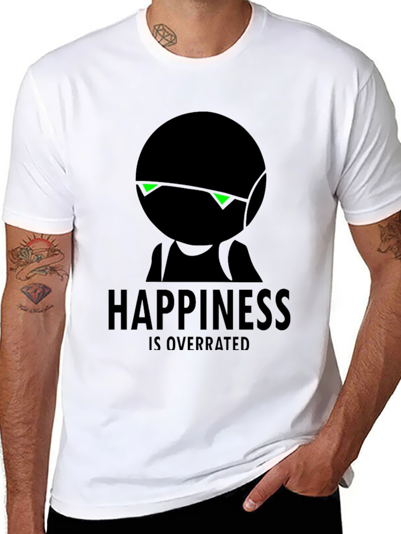 Happiness Is Overrated Graphic Black T-Shirt