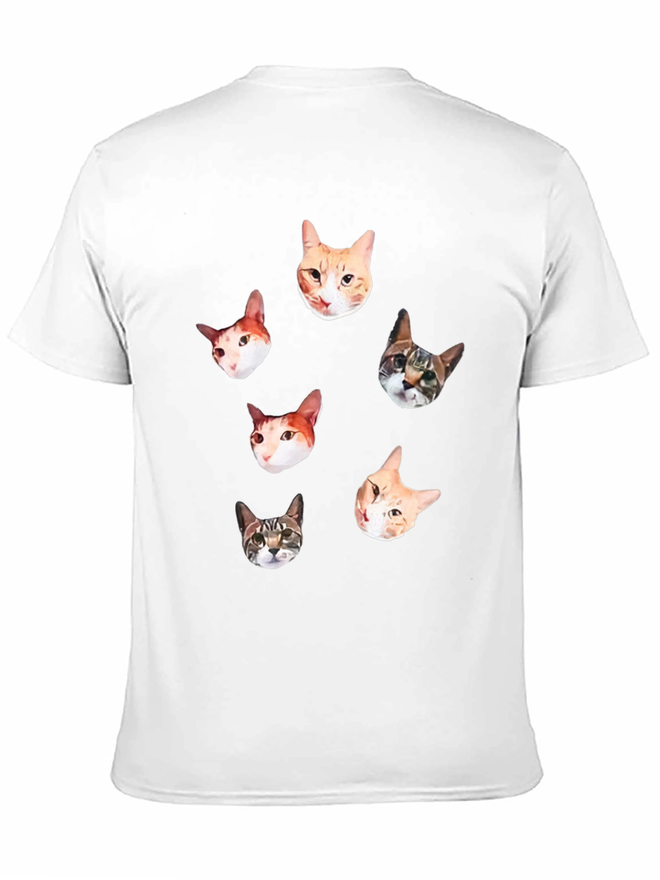 Mens Black T-Shirt with Cat Faces Print