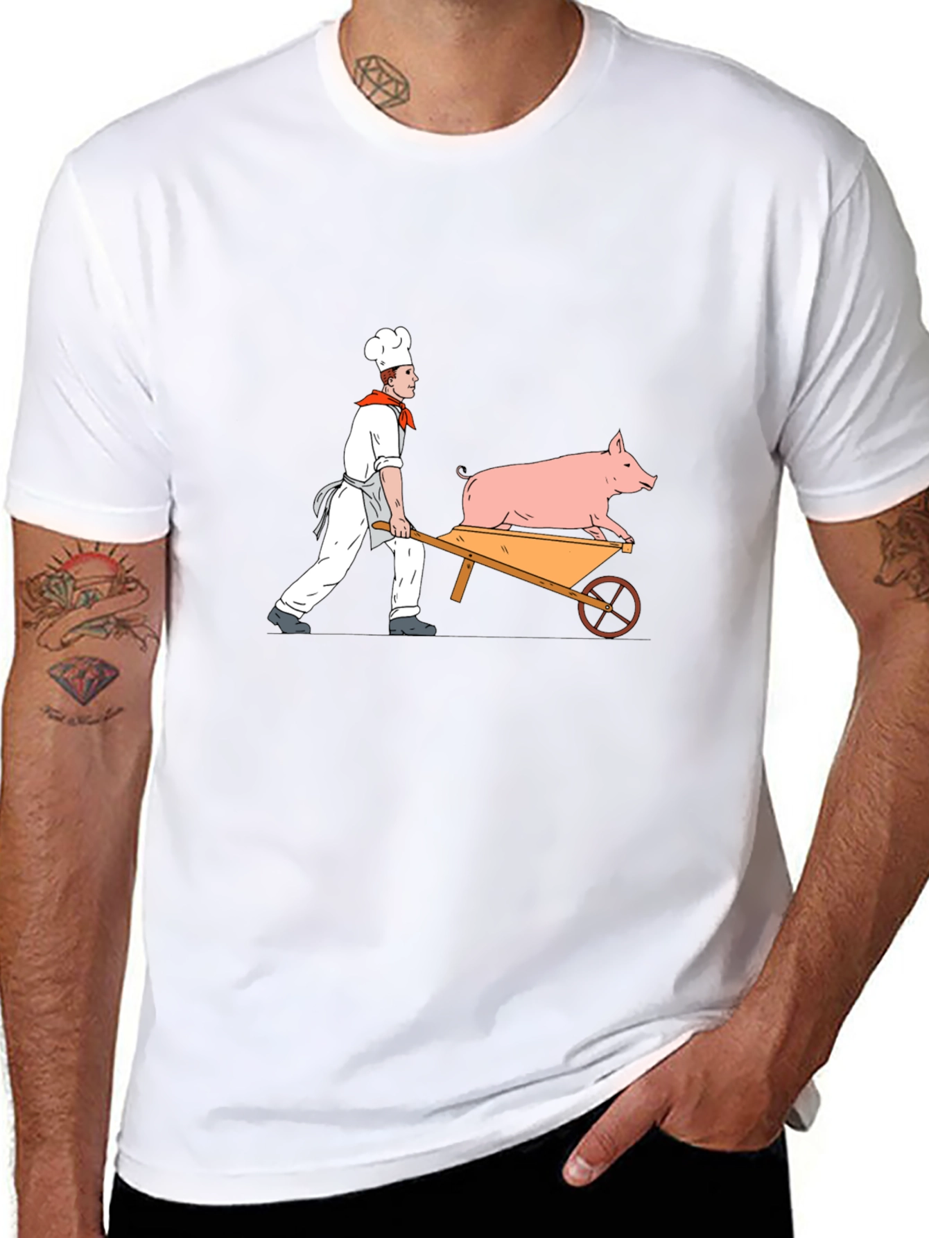 Chef Pig Wheelbarrow Graphic Tee