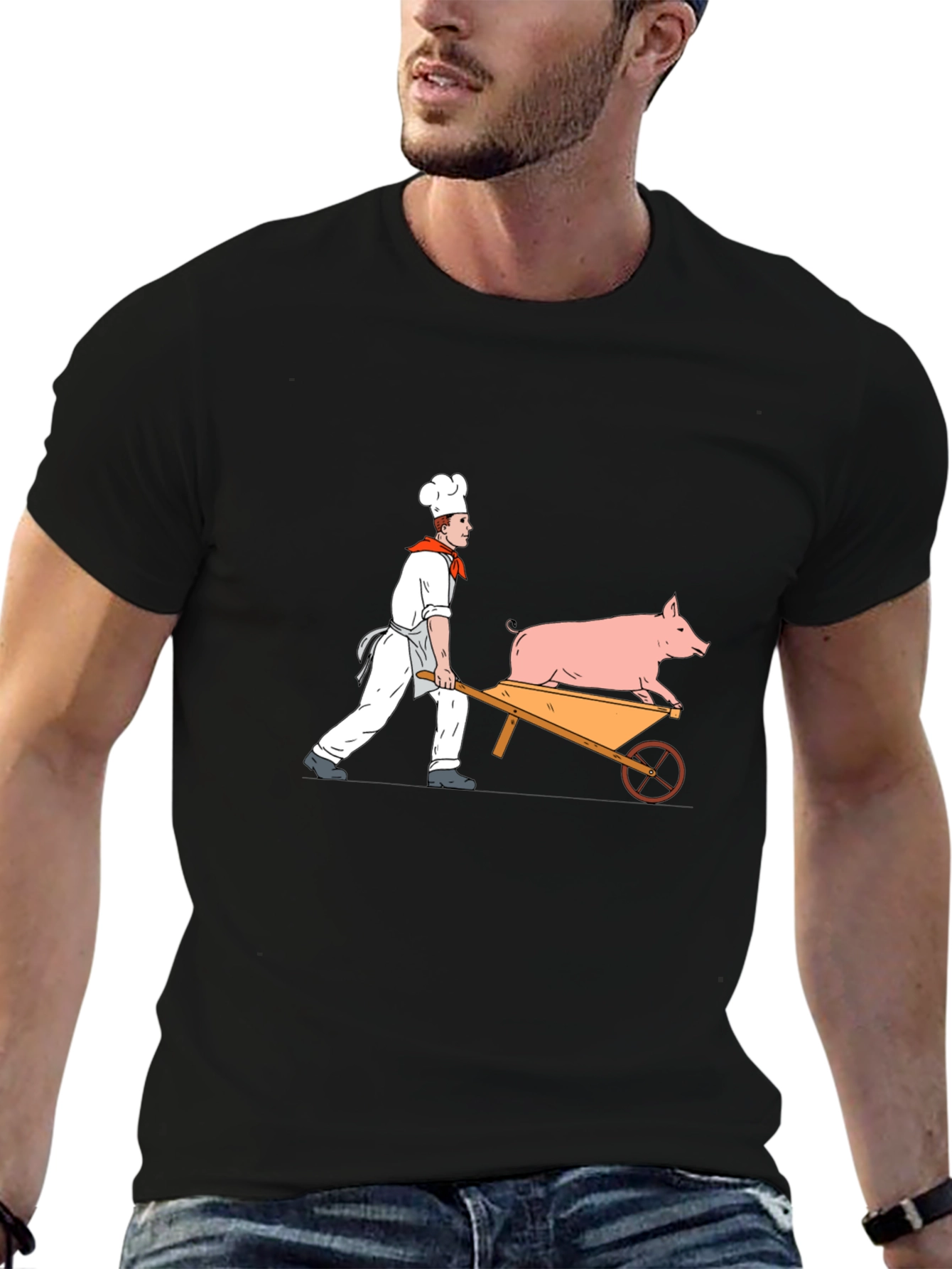 Chef Pig Wheelbarrow Graphic Tee