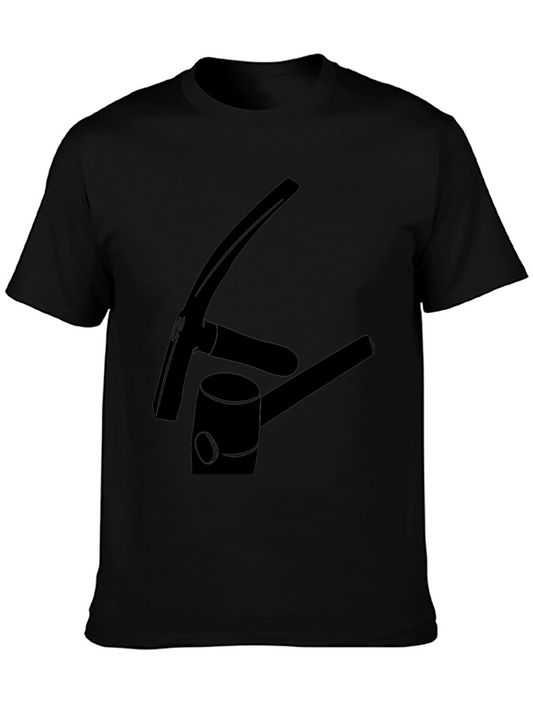 Hammer & Pickaxe Graphic Tee - Black Cotton Casual Top