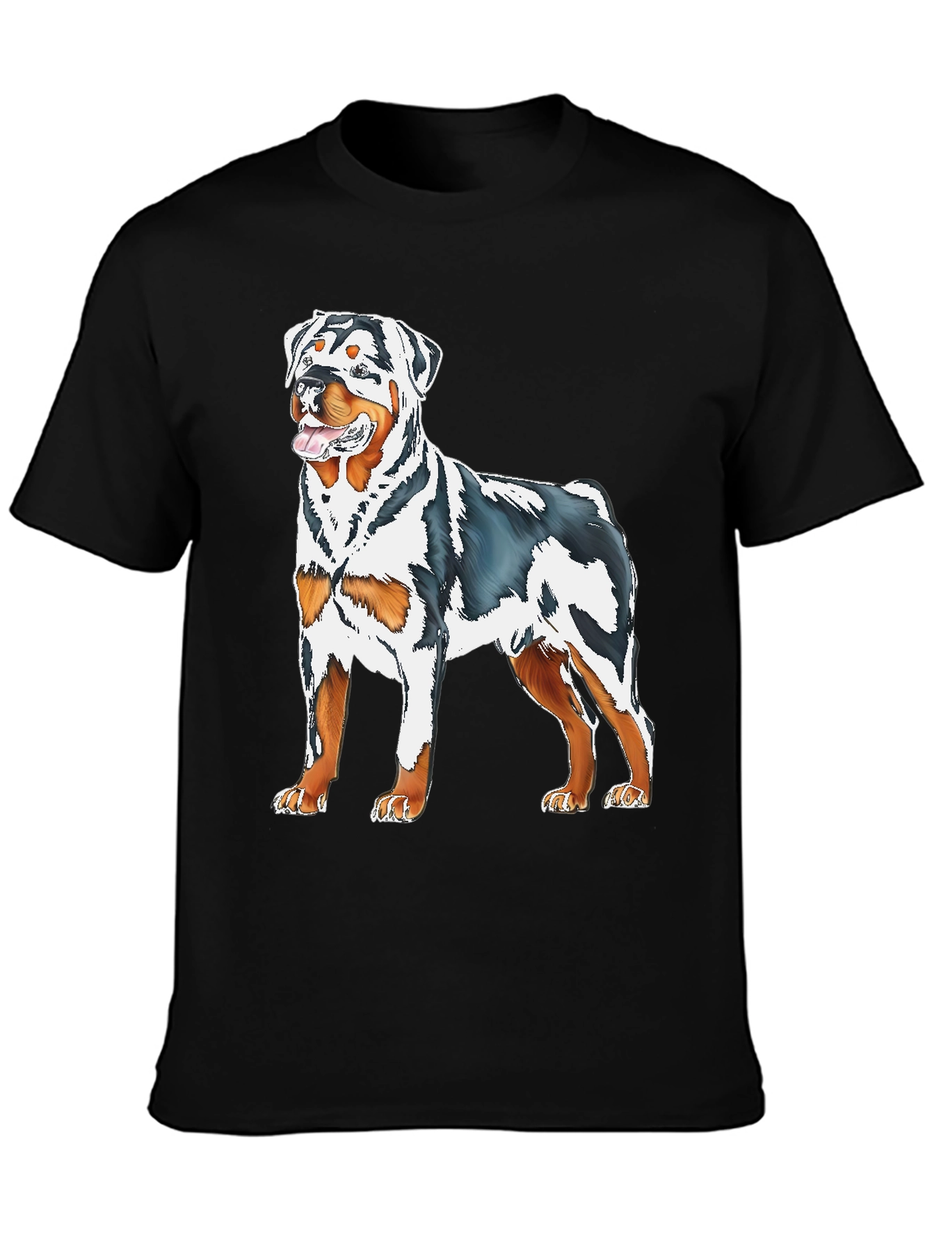 Rottweiler Dog Graphic Print Black T-Shirt