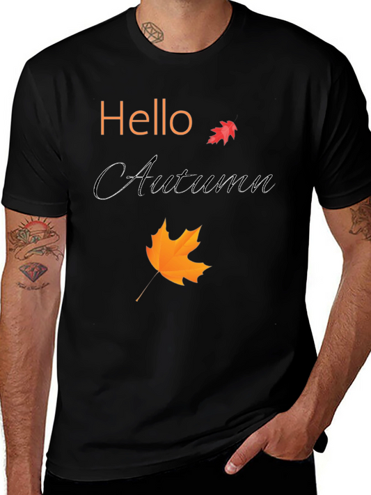 Hello Autumn Black T-Shirt
