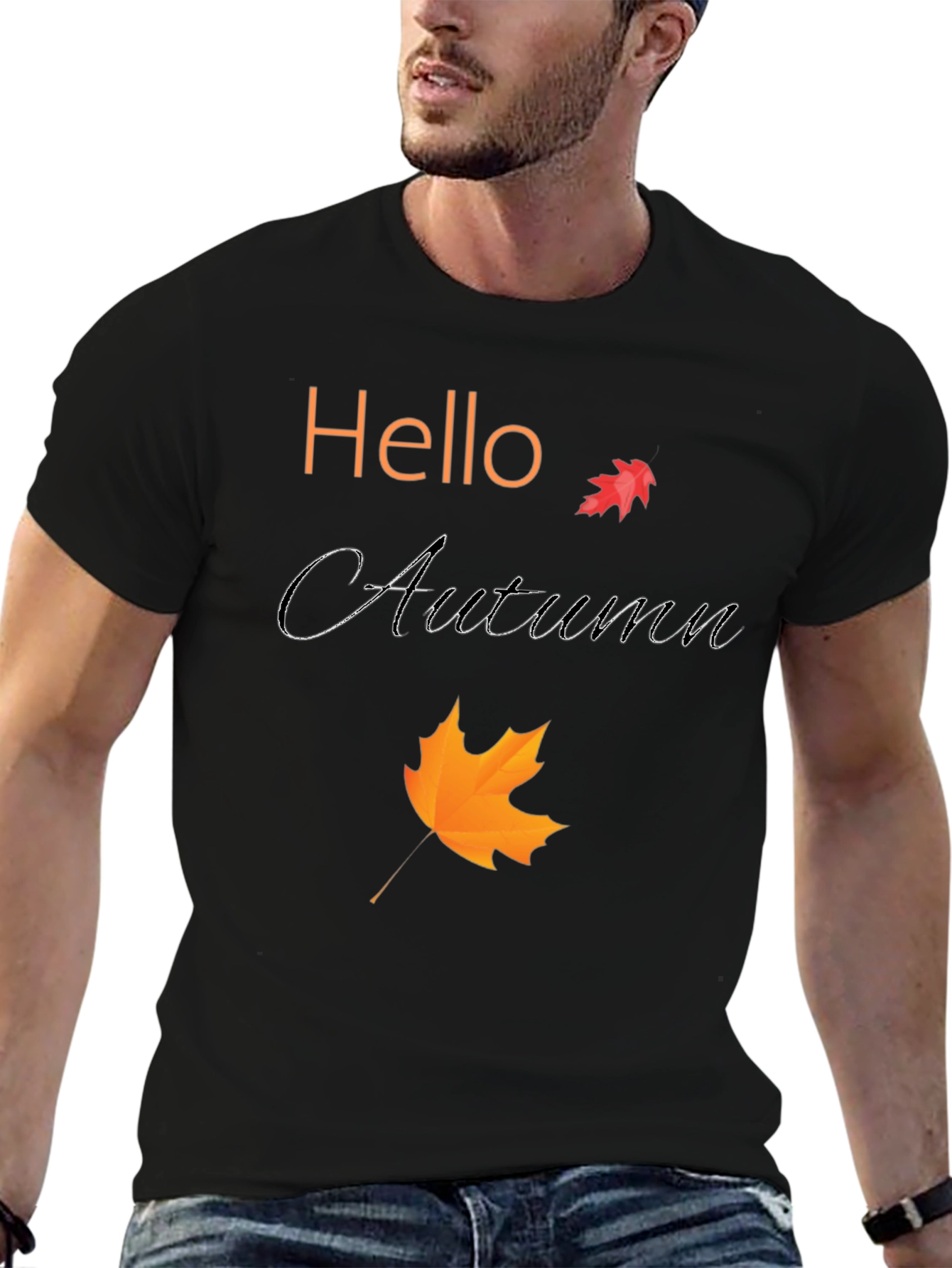 Hello Autumn Black T-Shirt