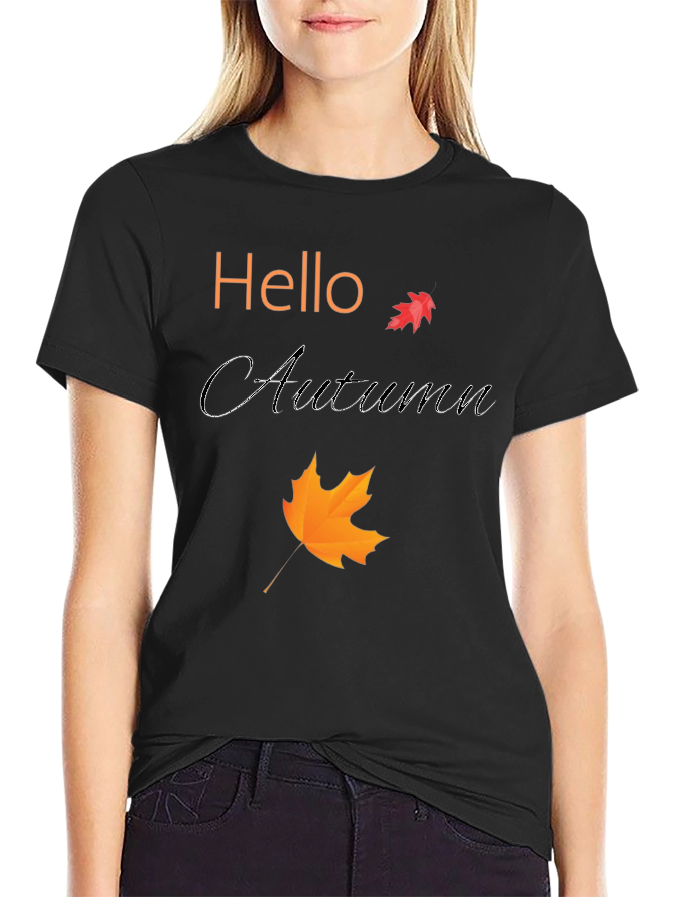Hello Autumn Black T-Shirt