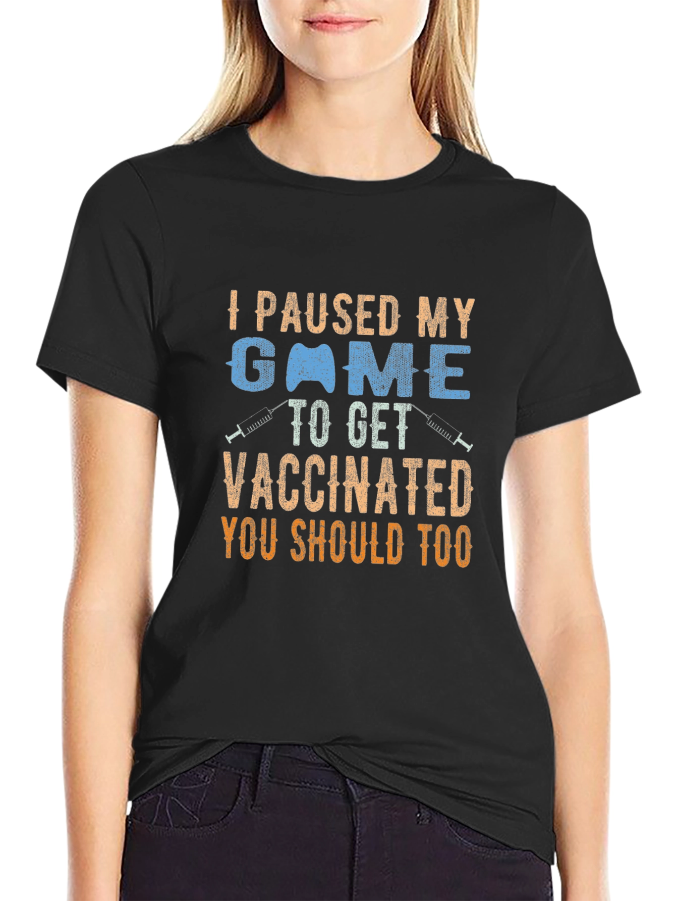 Vaccinated Gamer Black T-Shirt