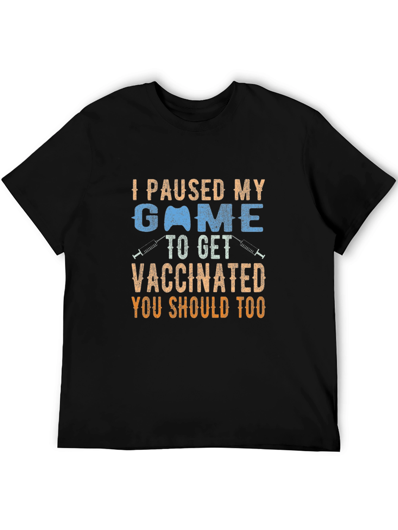Vaccinated Gamer Black T-Shirt