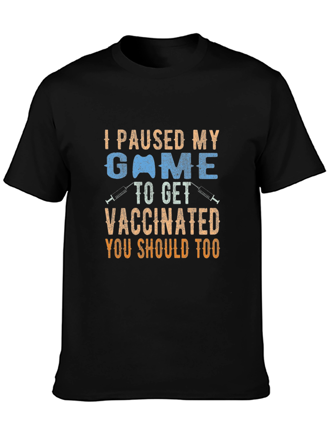 Vaccinated Gamer Black T-Shirt