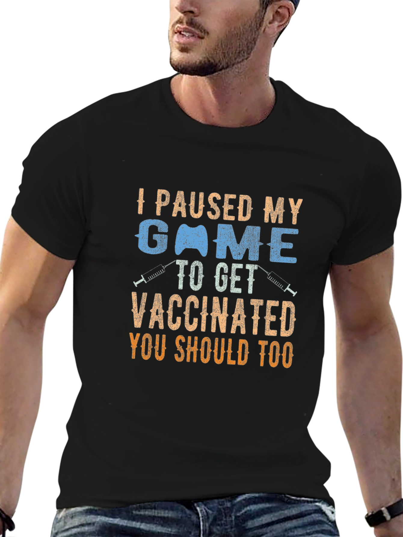 Vaccinated Gamer Black T-Shirt